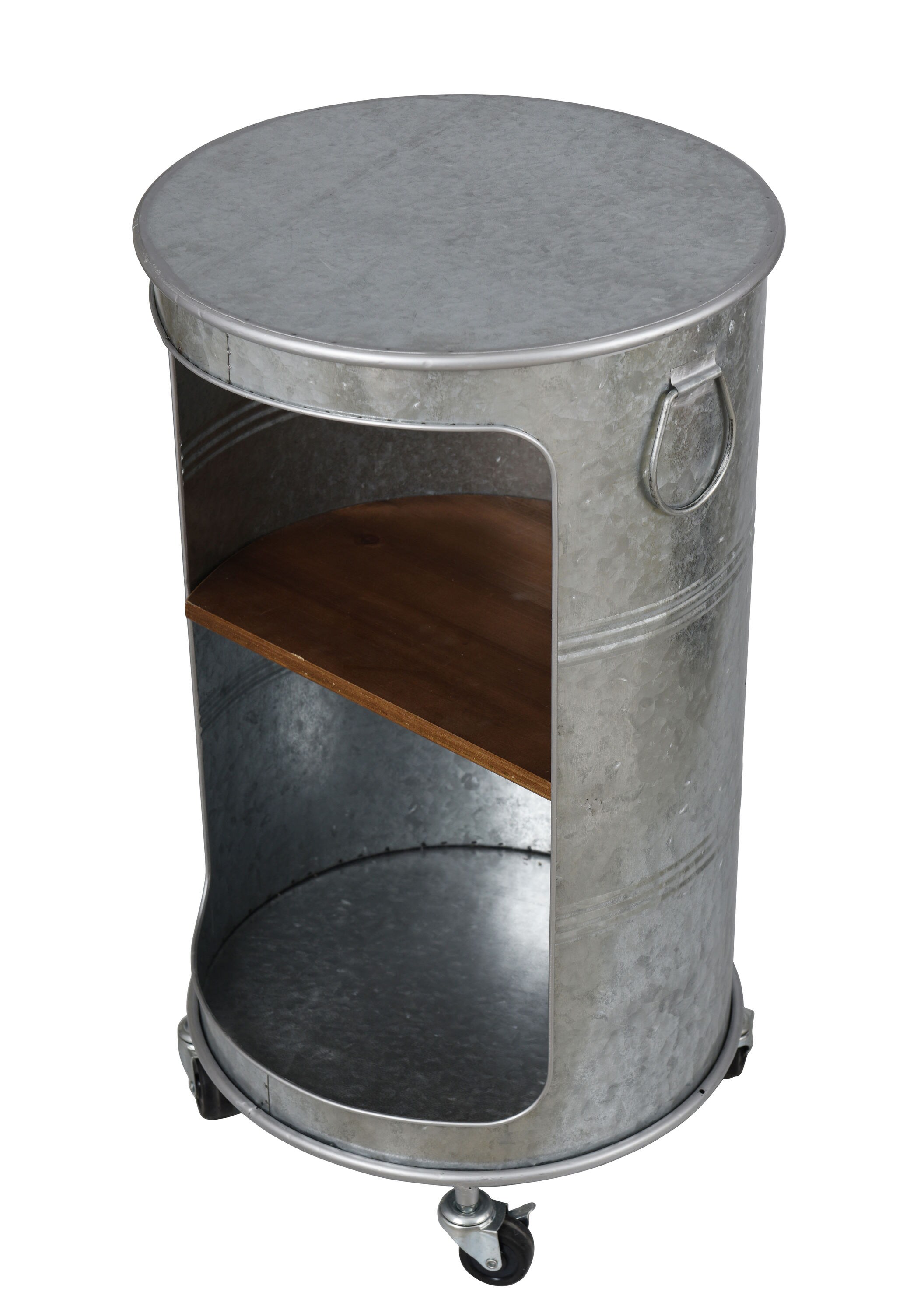 StyleCraft Home Collection AF42518DS 15.75-in W x 27.36-in H Galvanized Metal Round Modern End Table with Storage Assembly Required
