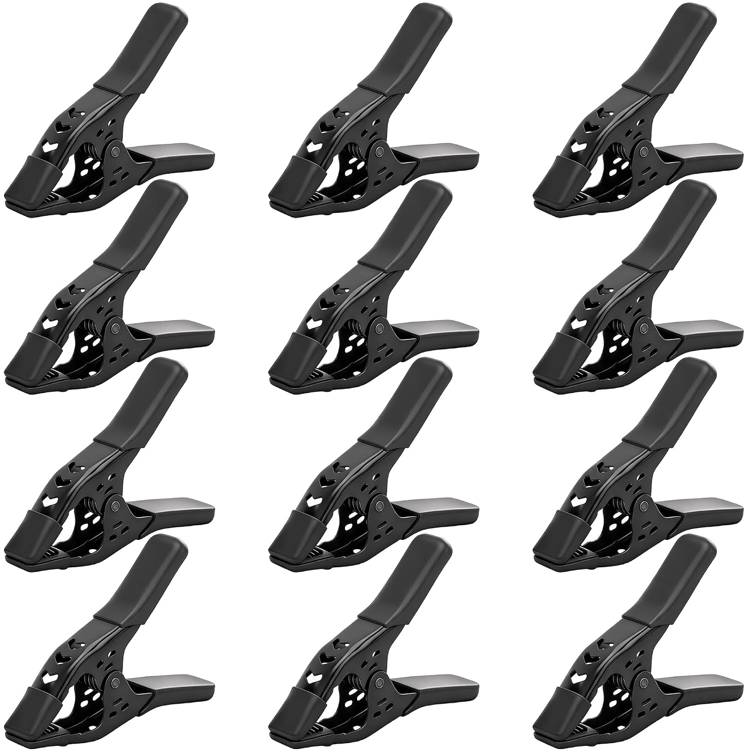 ELEAD 12-Pack 6 in Heavy Duty Nickel-Plated Steel Spring Clamps with 2.5 in Jaw Opening and Non-Slip Rubber Grip for Woodworking Tarps and Backdrop Stands
