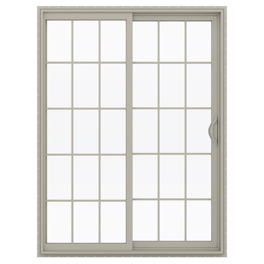 JELD-WEN 60-in x 80-in x 4-9/16-in Jamb Low-e Argon Grilles Between The Glass Desert Sand Vinyl Sliding Right-Hand Sliding Double Patio Door Screen -  LOWOLJW181500080