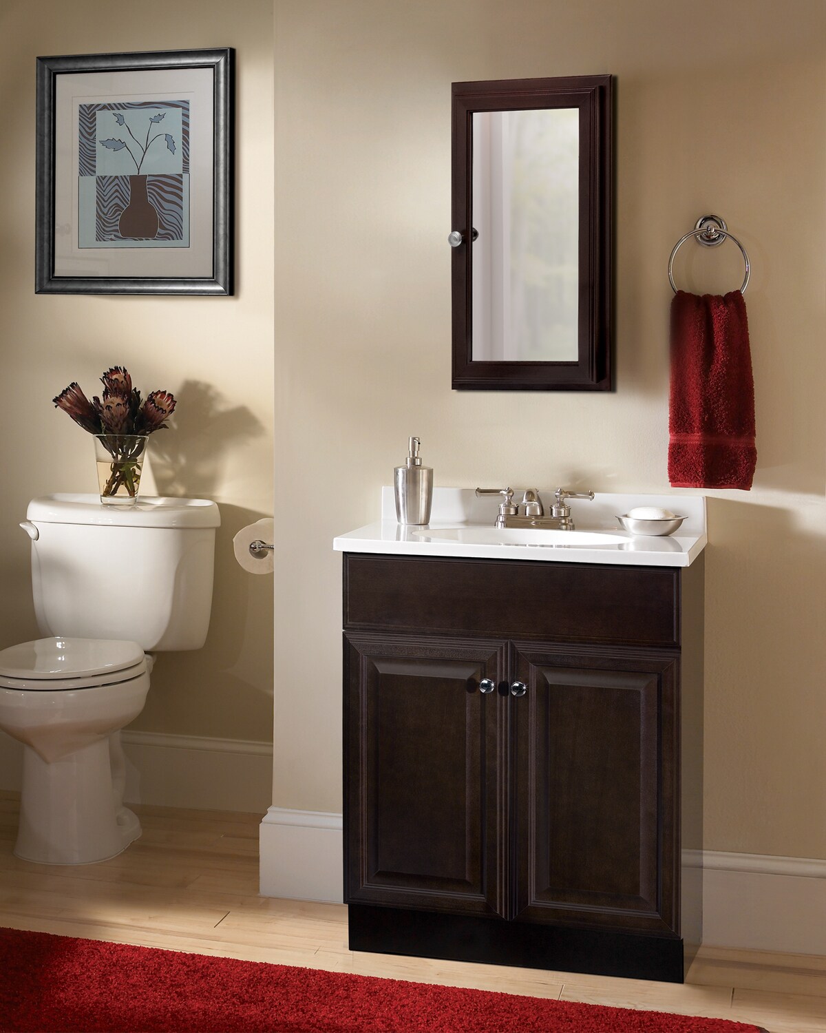Project Source 24-in Java Single Sink Bathroom Vanity with White ...