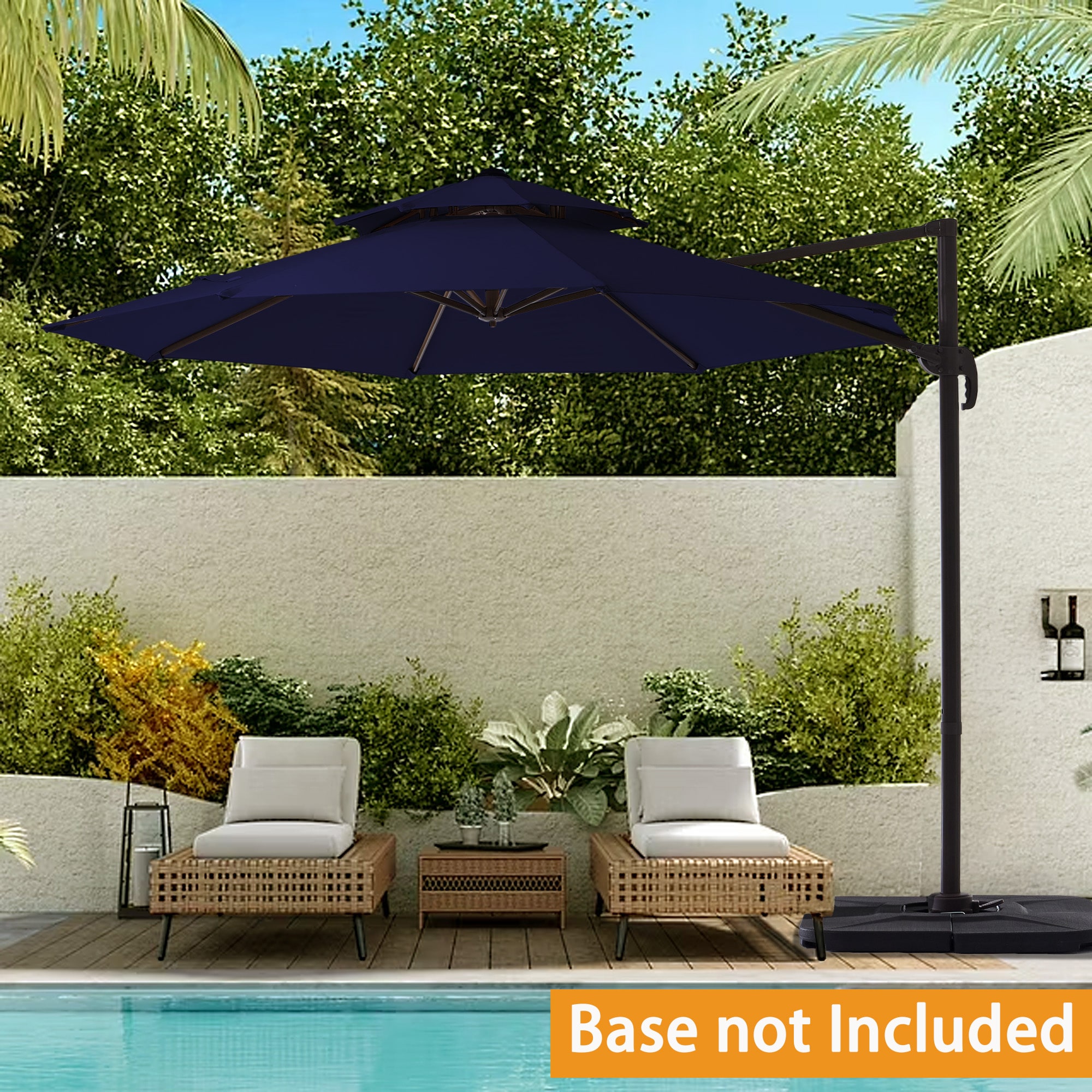 JEAREY JE-LKLM-13FT-NA 13-ft Aluminum Blue Crank Cantilever Patio Umbrella