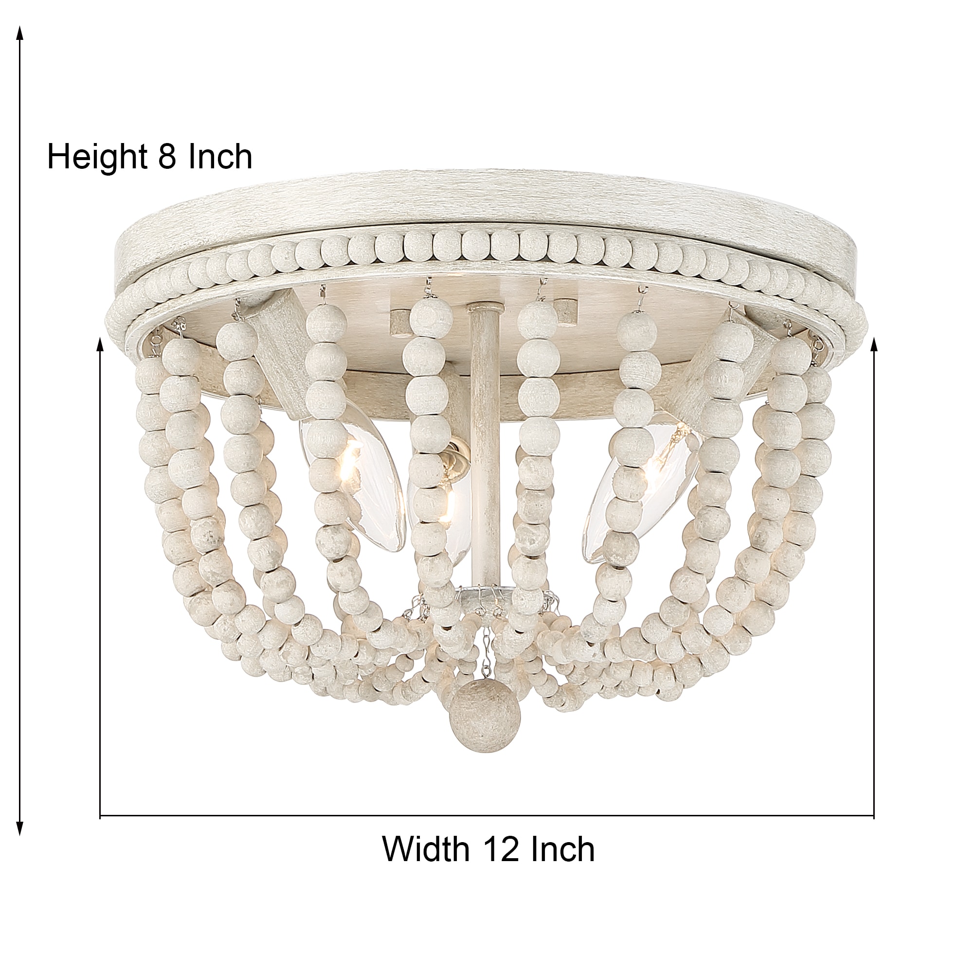 ACROMA Streator 3-Light 12-in Matte Off-white LED Flush Mount Light in ...