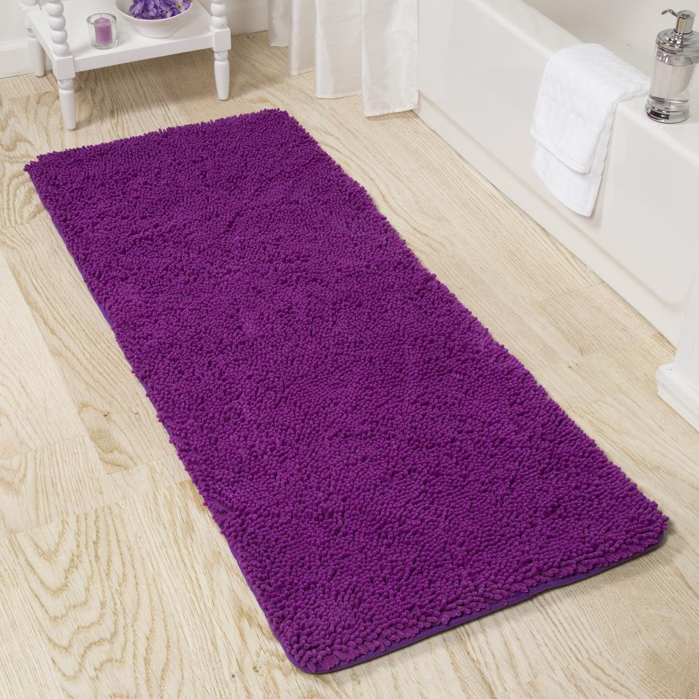 Hastings Home Bathroom Mats 60-in x 24-in Purple Polyester Memory