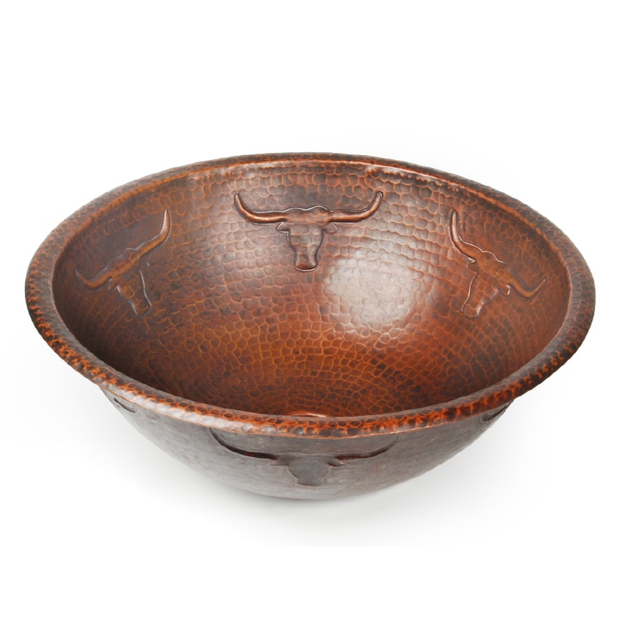 D'Vontz CS0040L15DS10 Copper Sinks Copper Vessel Round Rustic Dark Smoke Bathroom Sink ( 17-Inches x 17-Inches )