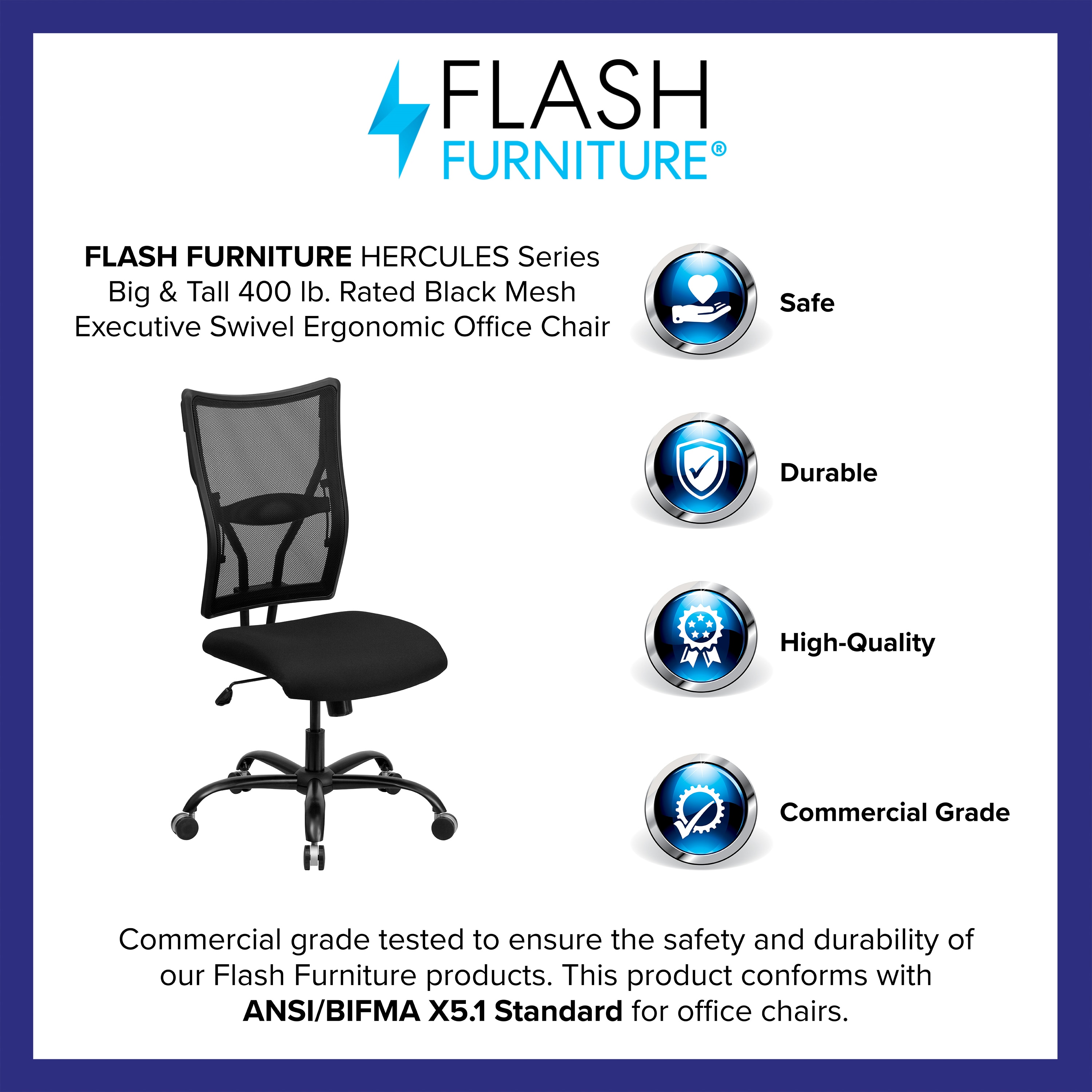 Ergonomic High-Back Mesh Executive Swivel Chair in Black