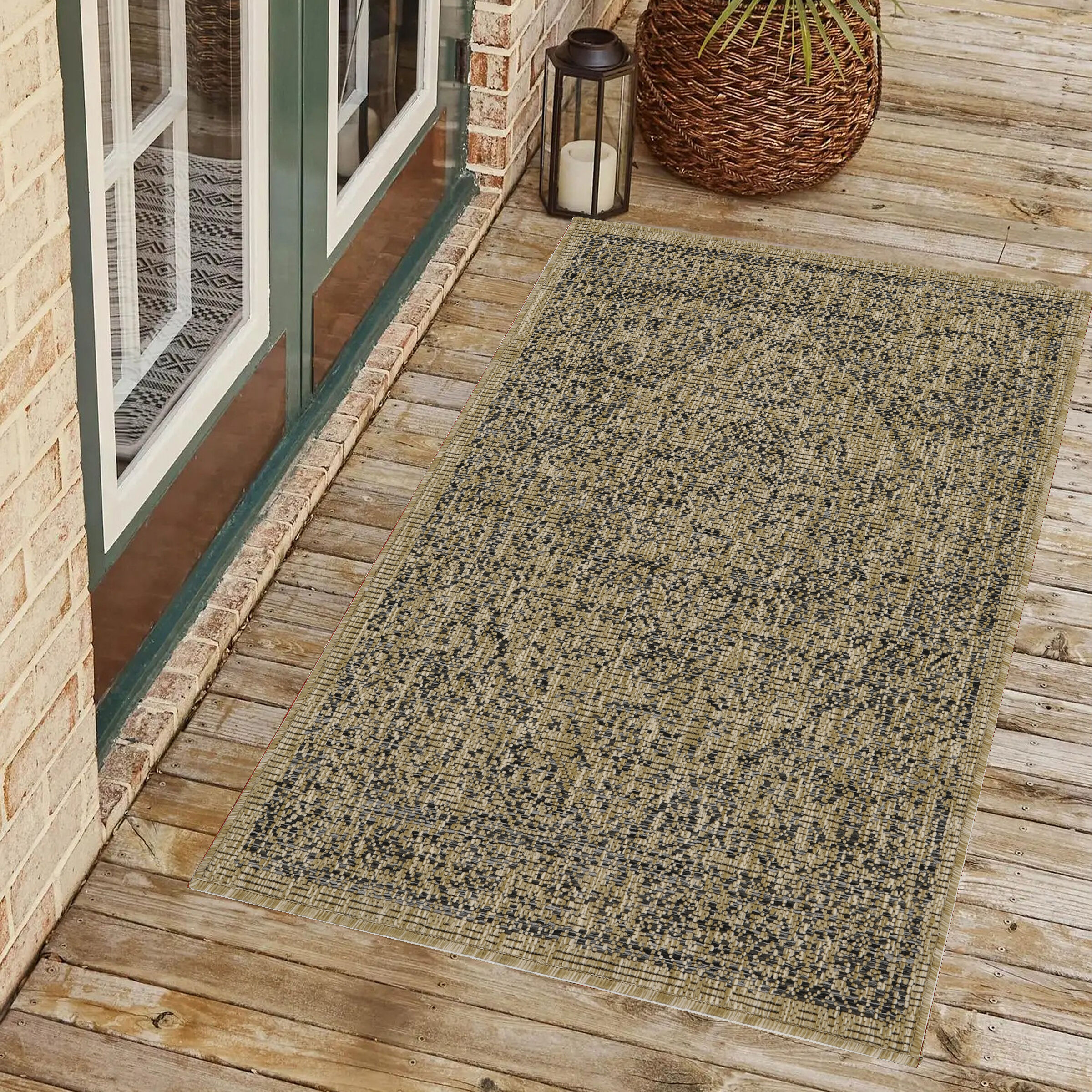 Playa Rug PLY-ZAR-JUT-2X3 2 x 3 (ft) Sisal Zaria-Natural Black Rectangular Indoor/Outdoor Floral/Botanical Area rug