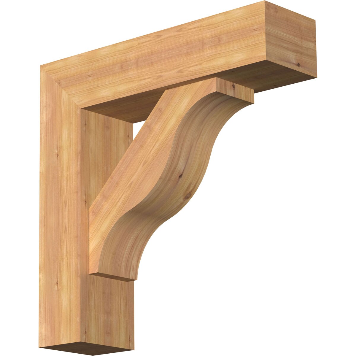 Ekena Millwork 1462382 Funston Block Smooth Bracket with Offset Brace Western Red Cedar Wood Standard Bracket