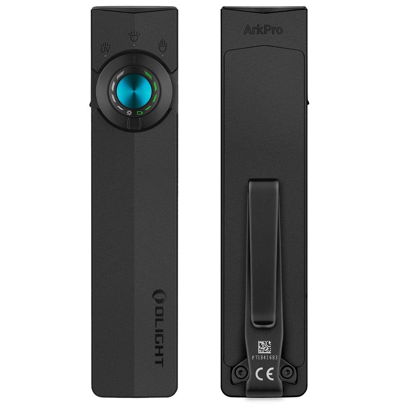 Olight ArkPro Flat Unibody EDC Flashlight w/1500 Lumen Floodlight Spotlight UV (1200 mW) and Green Laser Matte Black NW #ARKPRO-C3R-MATTBK-NW