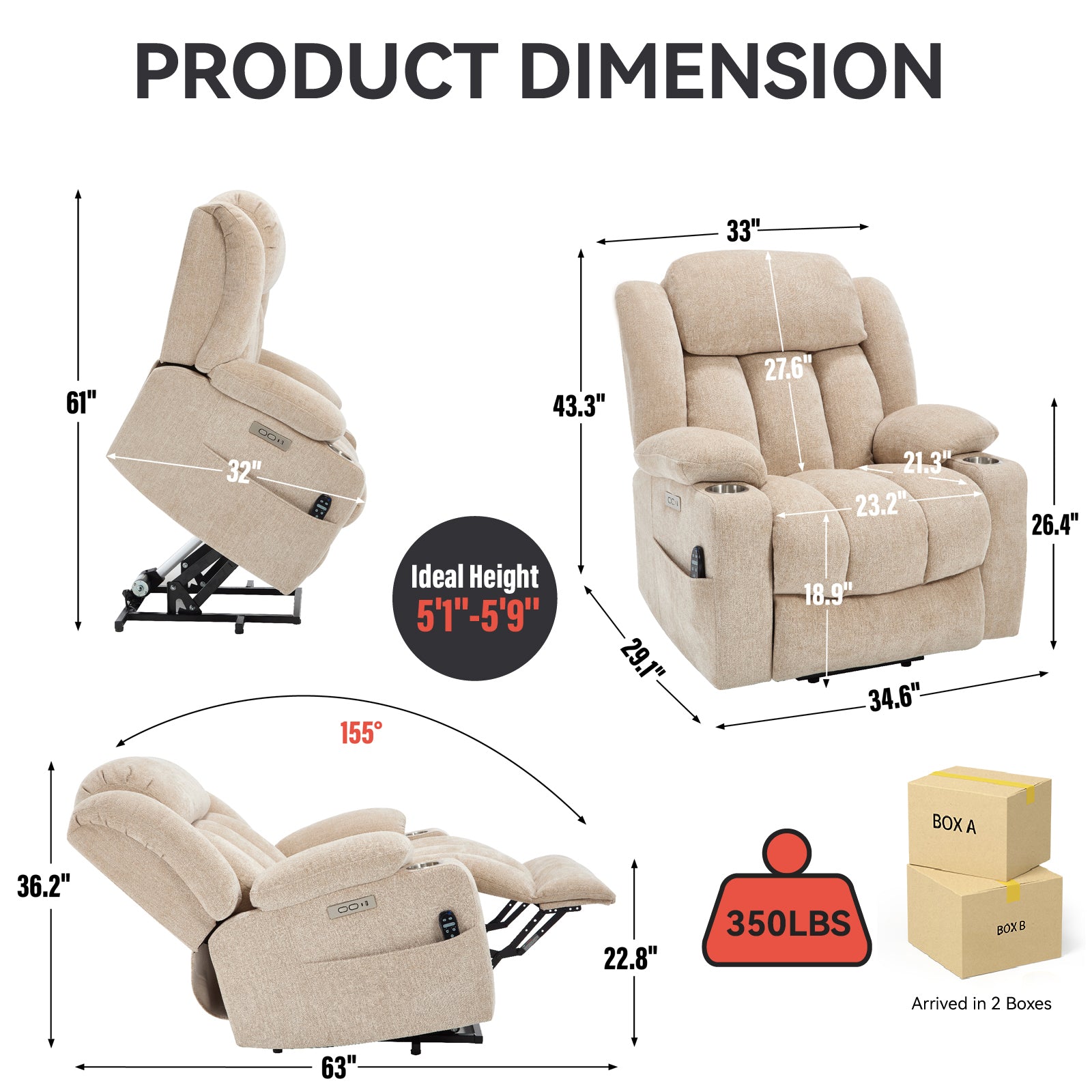 Boyel Living BL-CM8711BGE recliners - View #3