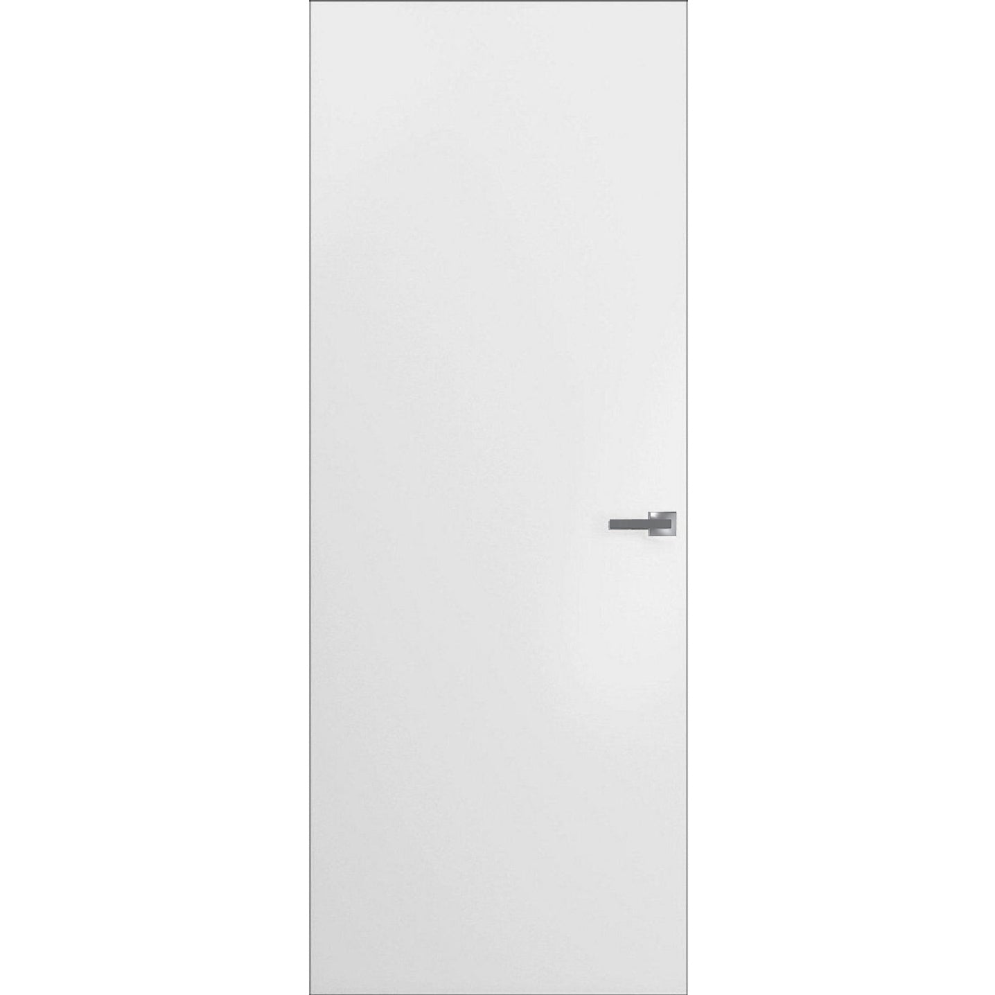 SARTODOORS PL10HFBPR1884LHO Invisible Solid Hidden Door with Handle - Planum 0010 Primed with Black Hidden Frame 18 x 84 Left-hand Outswing Black Frame - Concealed Hinges Lock Handle - Modern Wardrobe Wood Frameless Doors