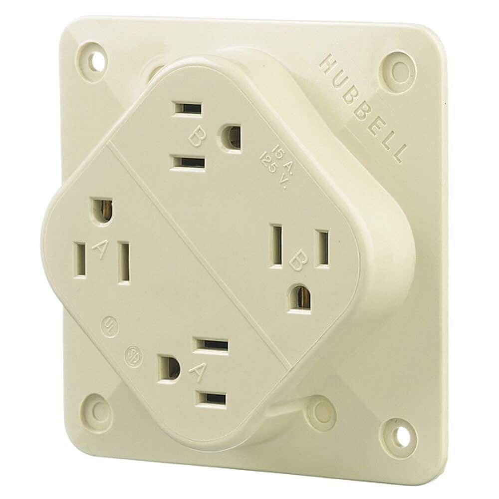 Hubbell Wiring Device-Kellems Straight Blade Receptacle 5-15R 15 A 125V AC 2 Pole 3 Wire Surface Mount Grounded #HBL415I