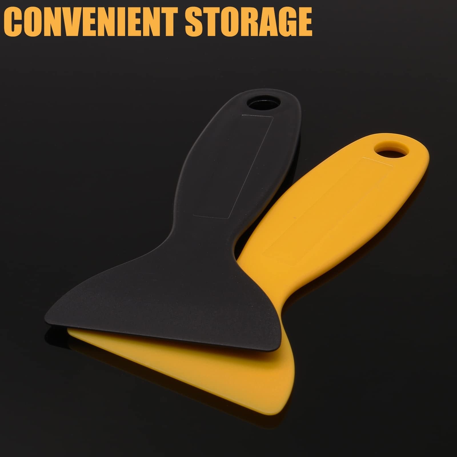Phyfalip 12 pcs Plastic Scraper Tool Set Black and Yellow for Paint ...
