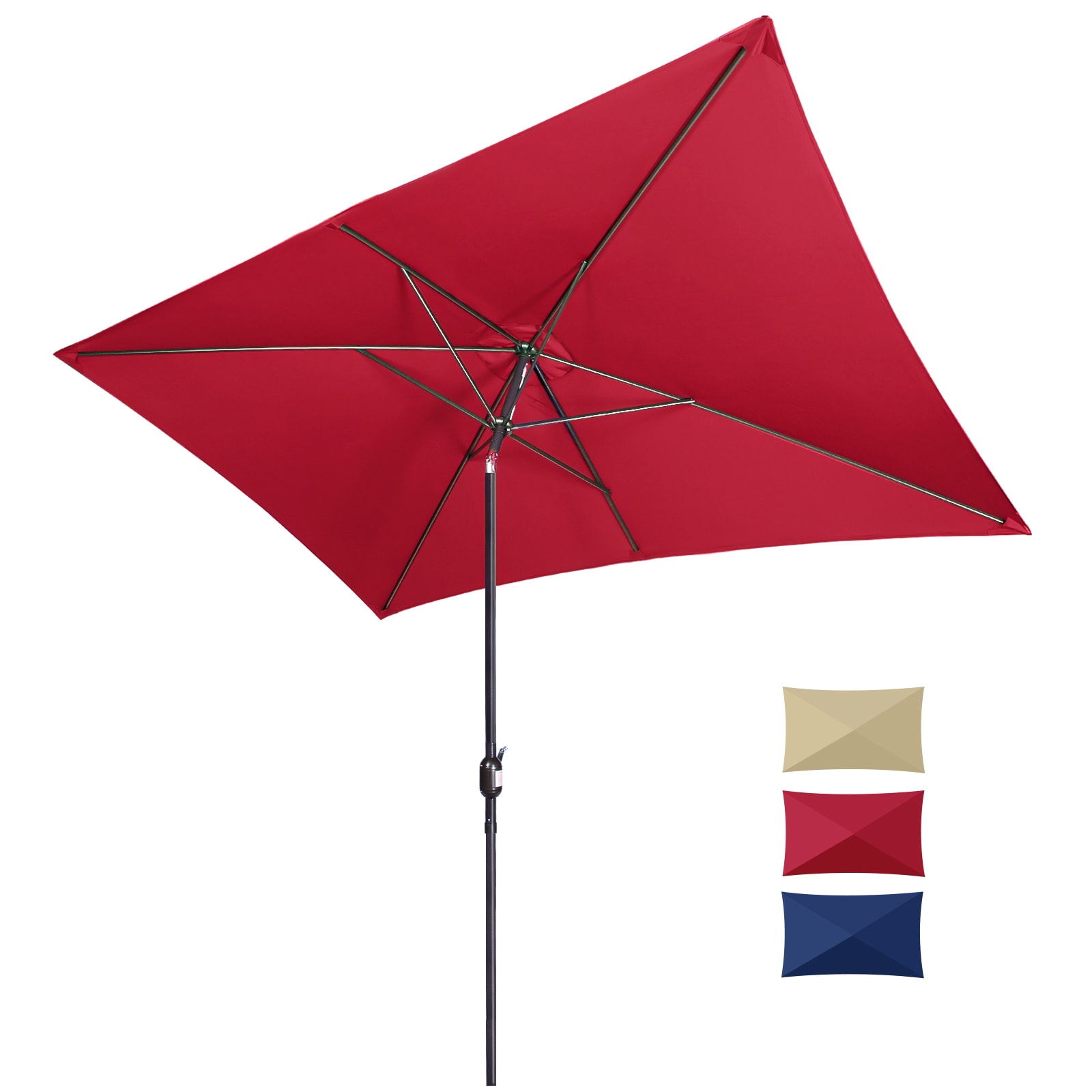 GARSING 10-ft Steel Red Push-button Tilt Market Patio Umbrella