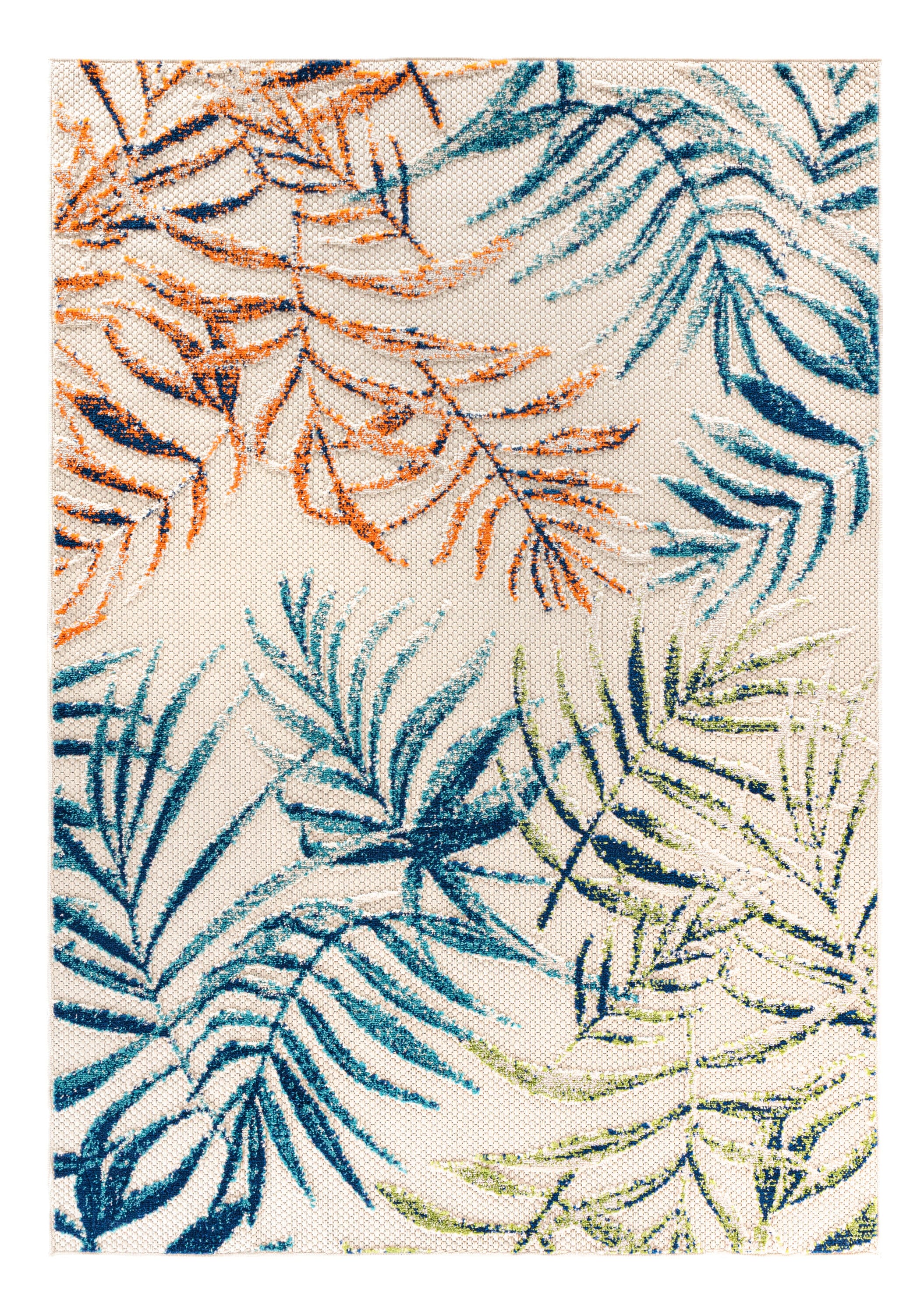 Bahama Palm Frond Floral Multicolor Synthetic 5' x 7' Indoor/Outdoor Area Rug