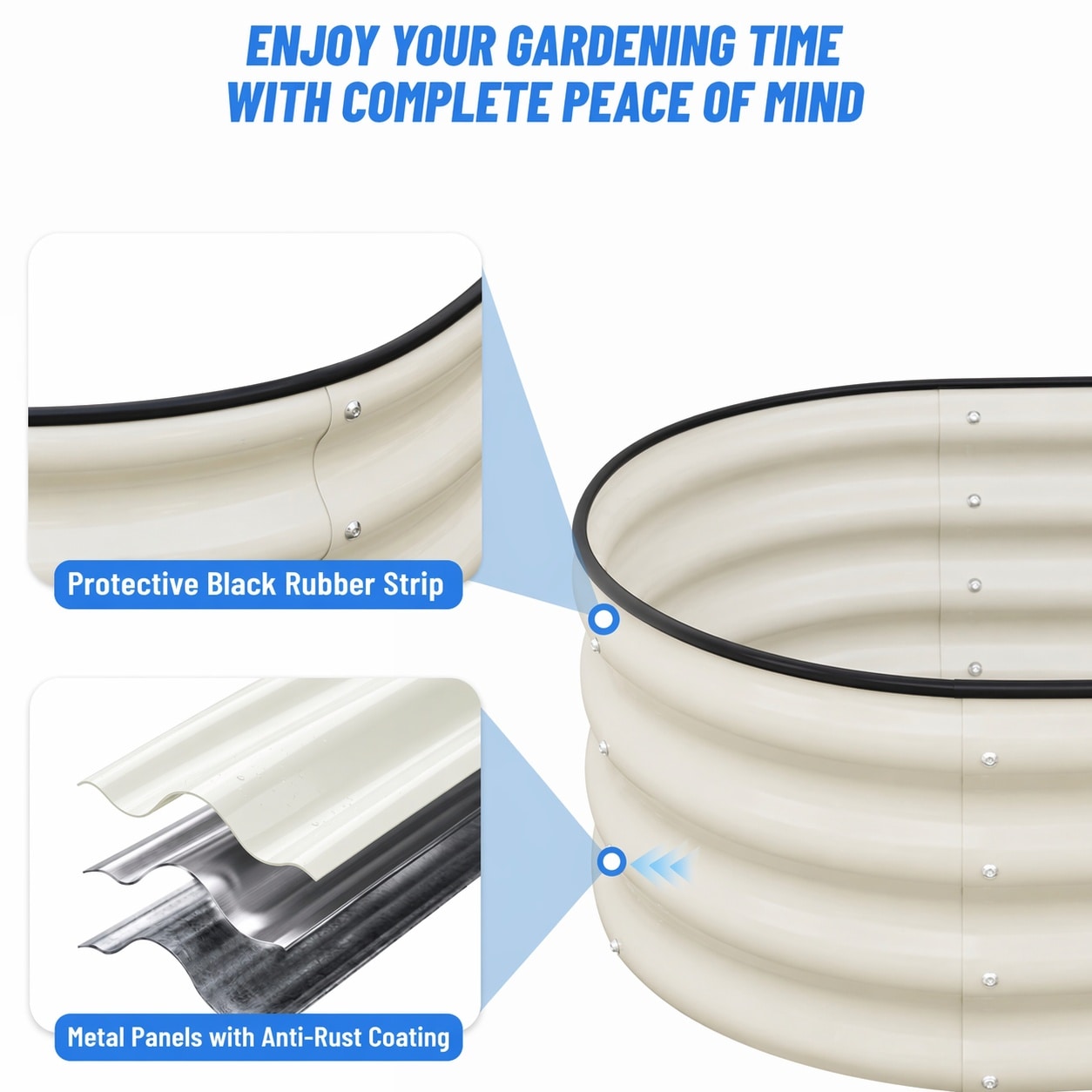 Aoibox 3 Pack 2x2x1 ft Round Galvanized Steel Raised Garden Beds 23 6 ...
