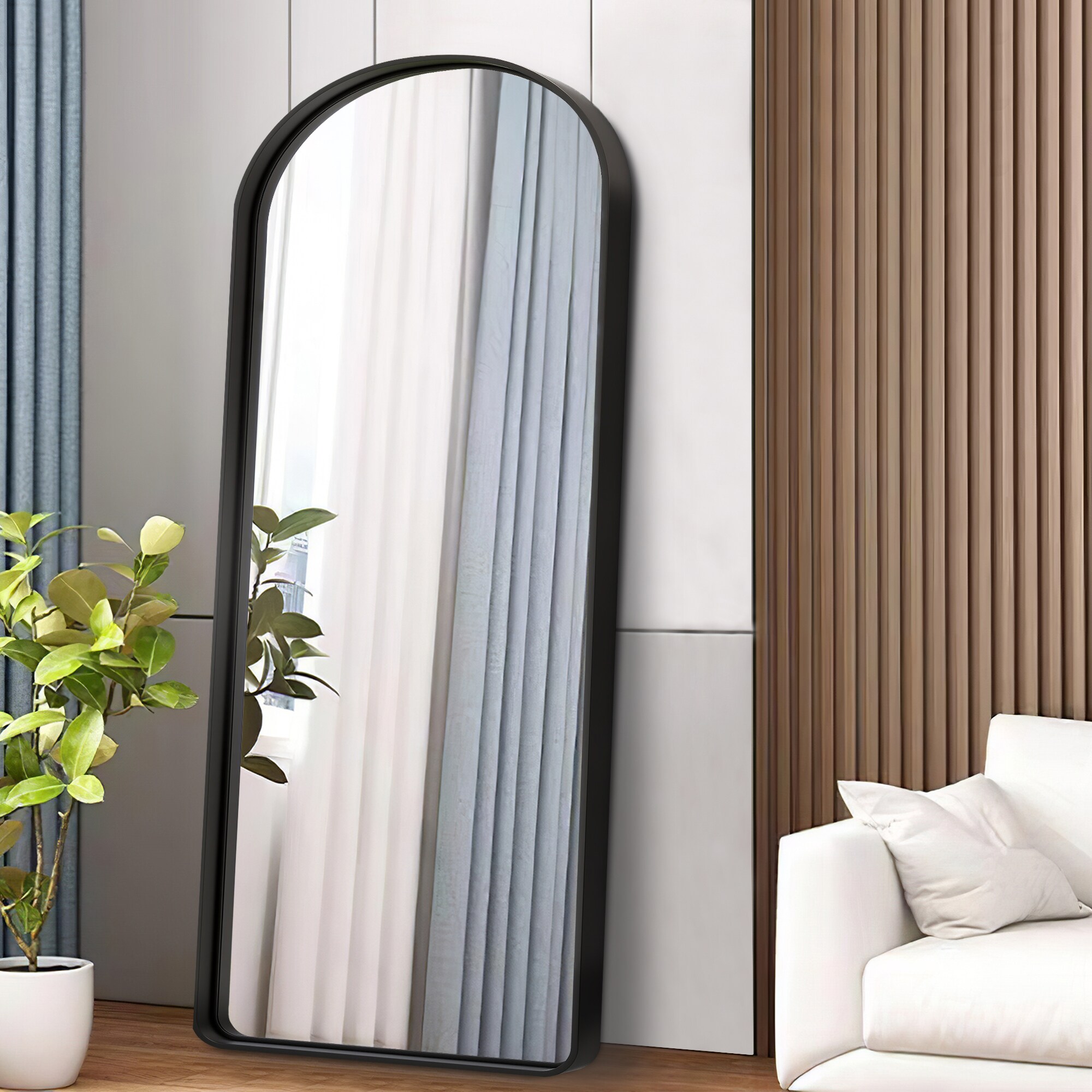 Dovelina LS-A-MR01144 31-Inches W x 71.0-Inches H Arch Black Framed Full Length Wall Mirror
