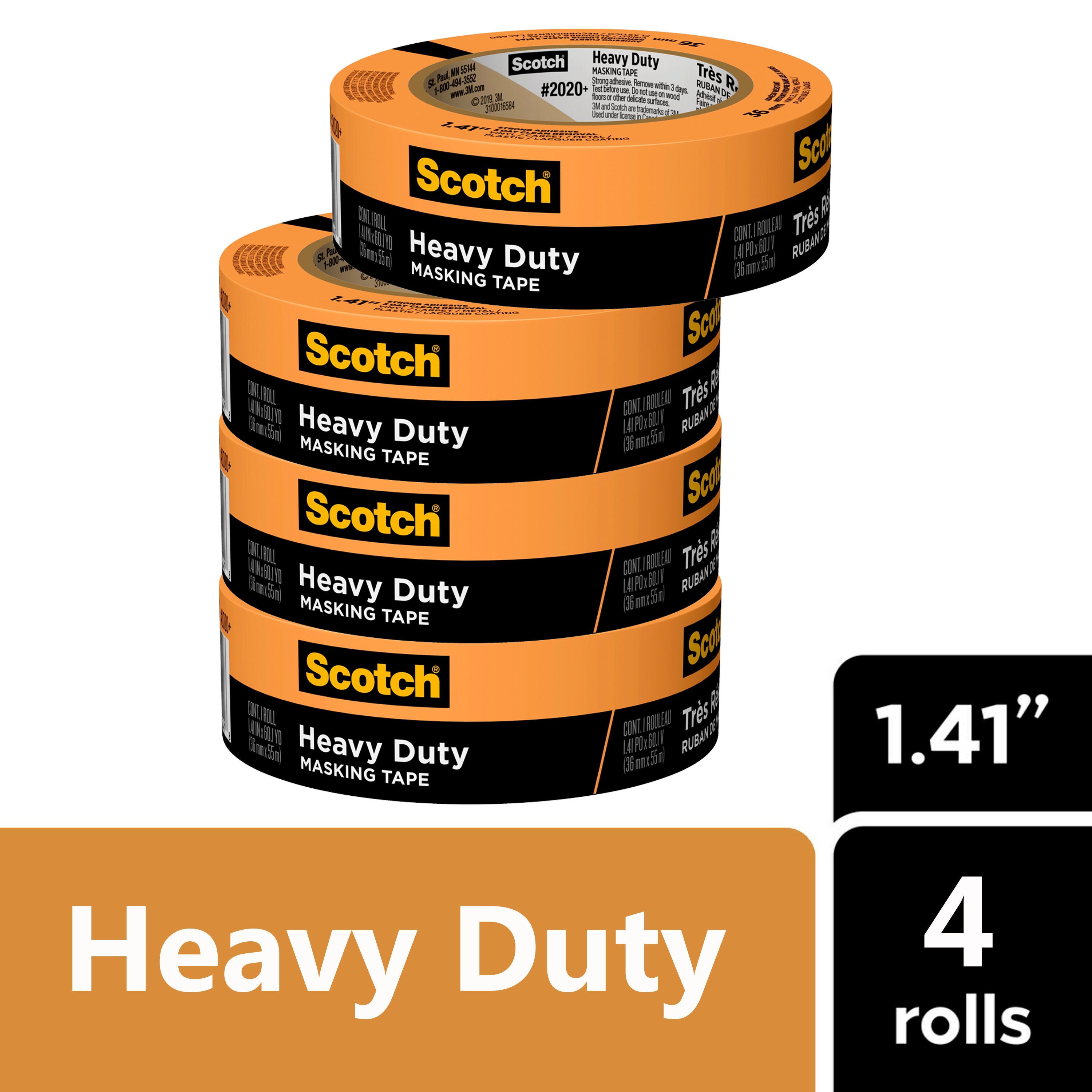 Scotch Heavy Duty 4-Pack 1.41-in x 60.1 Yard(s) Masking Tape in