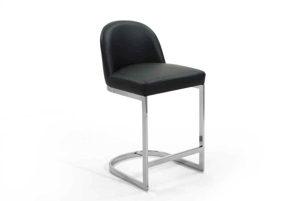 Chic Home Design FCS9618-LW Xander Black Counter height Upholstered Wood Bar Stool Back