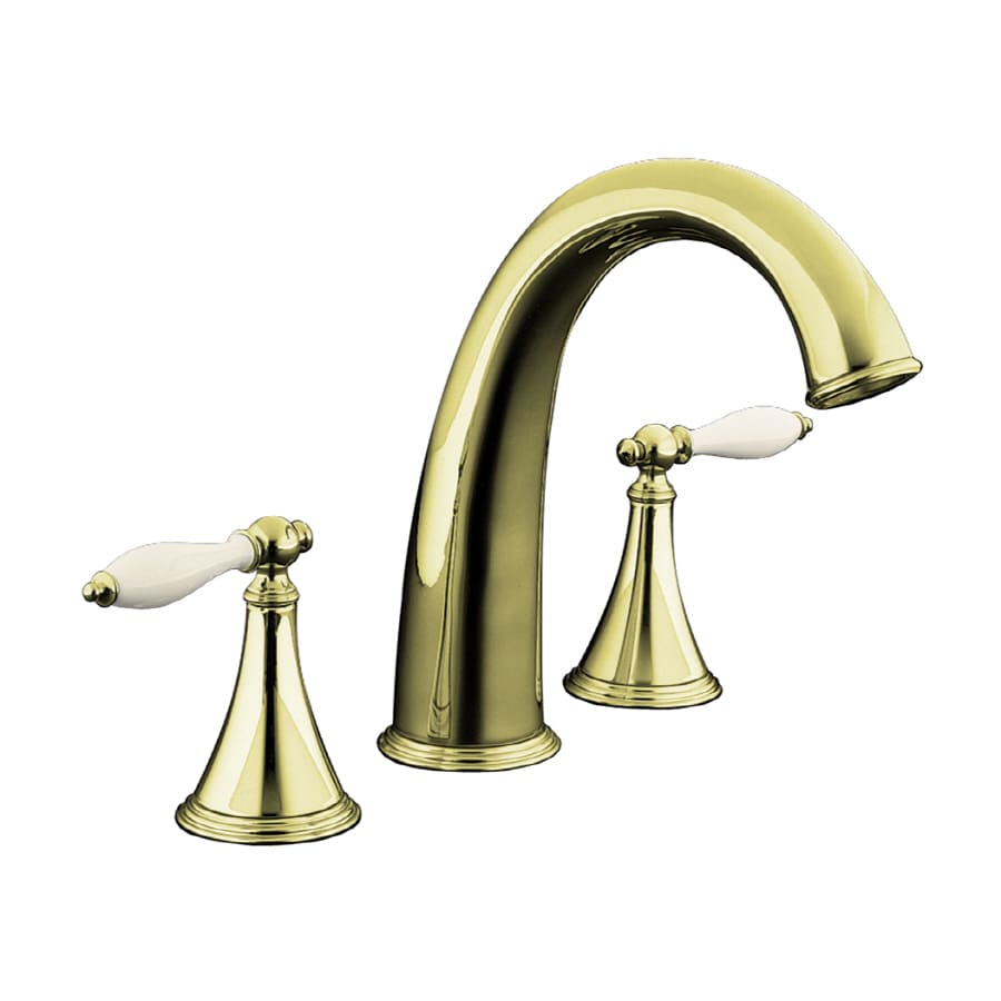 KOHLER Finial Vibrant French Gold 2-Handle Deck-Mount Roman Bathtub ...