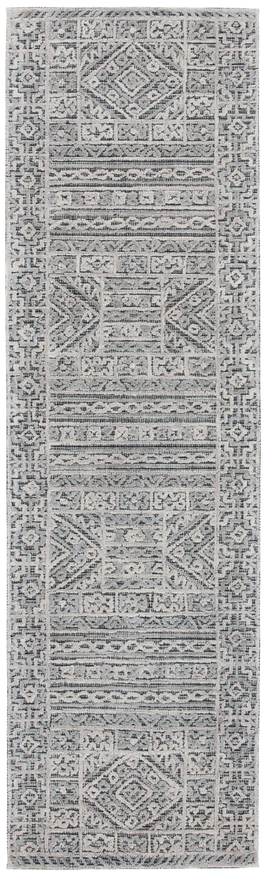 Handmade Black Abstract Wool Tufted Rug, 27" x 7"