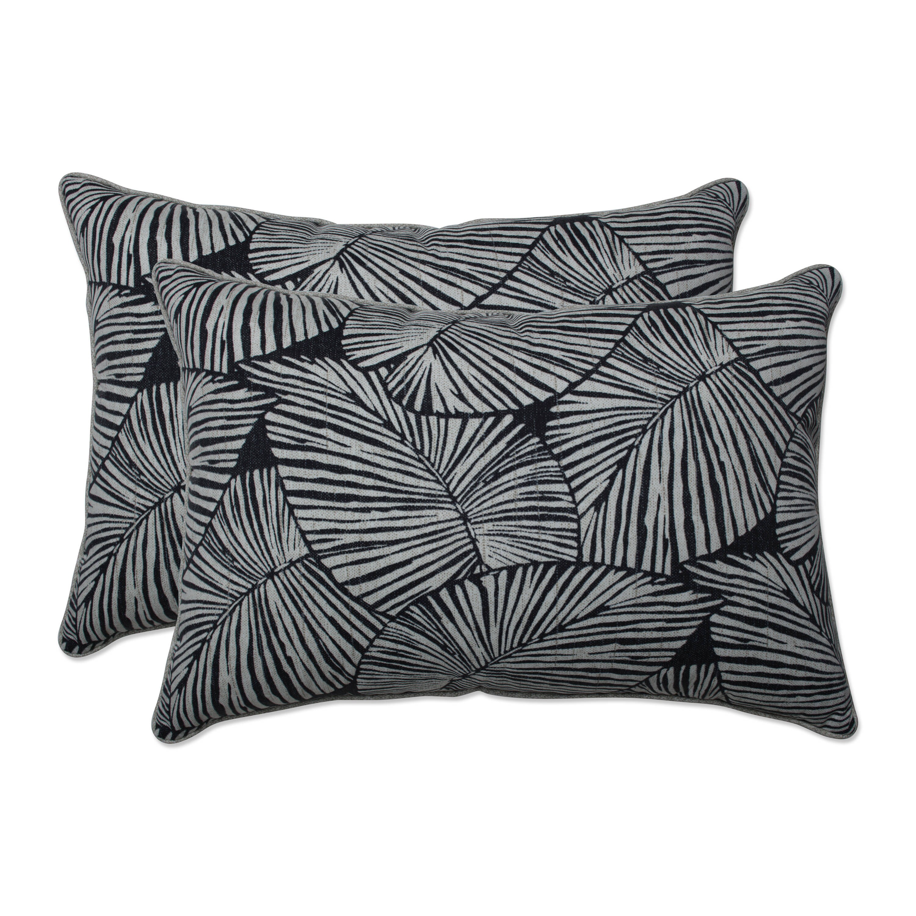Pillow Perfect 681184 2-Pack Graphic Print Black Rectangular Throw Pillow