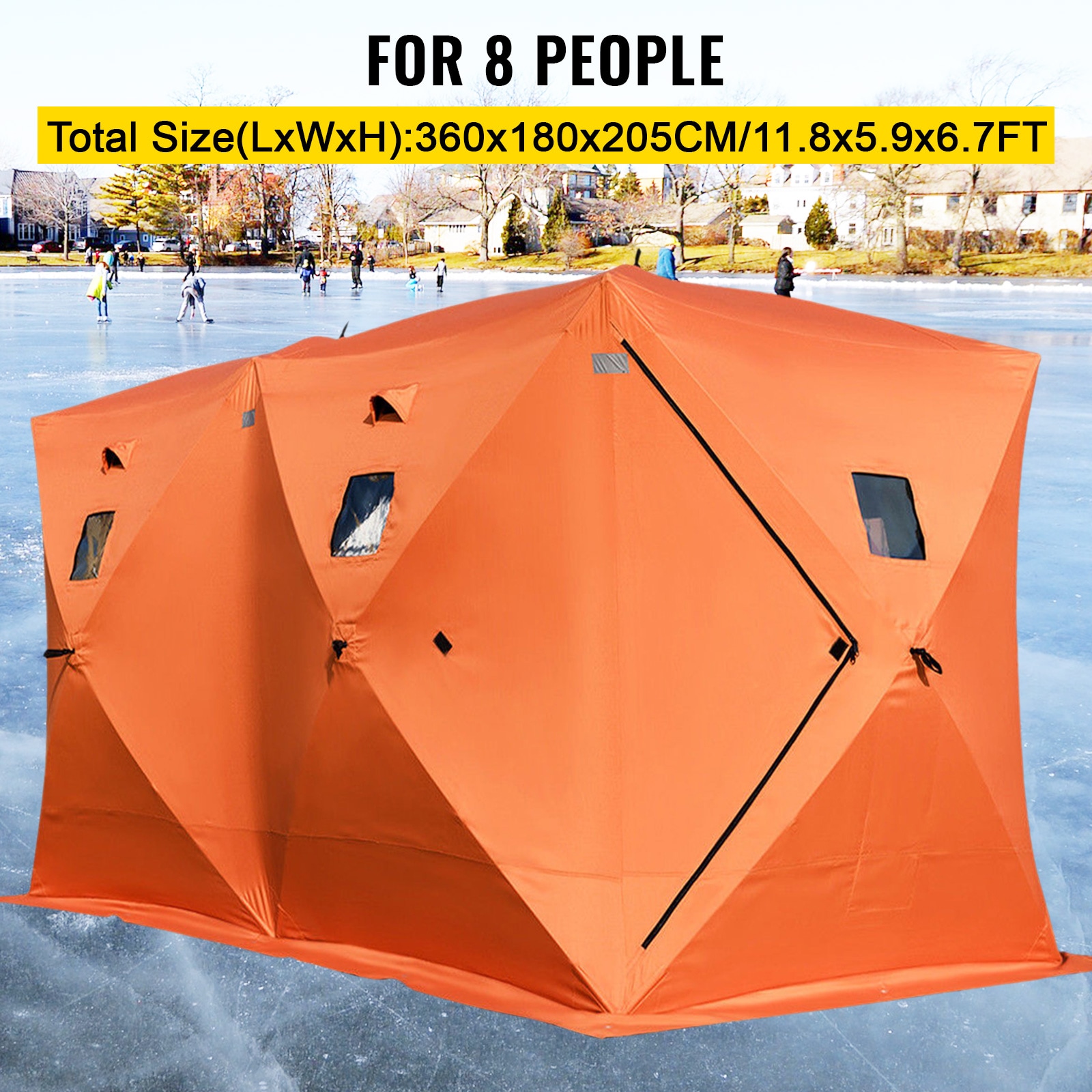 VEVOR Ice Fishing Tent Waterproof Pop-up 2/3/4/8 Person Carrying