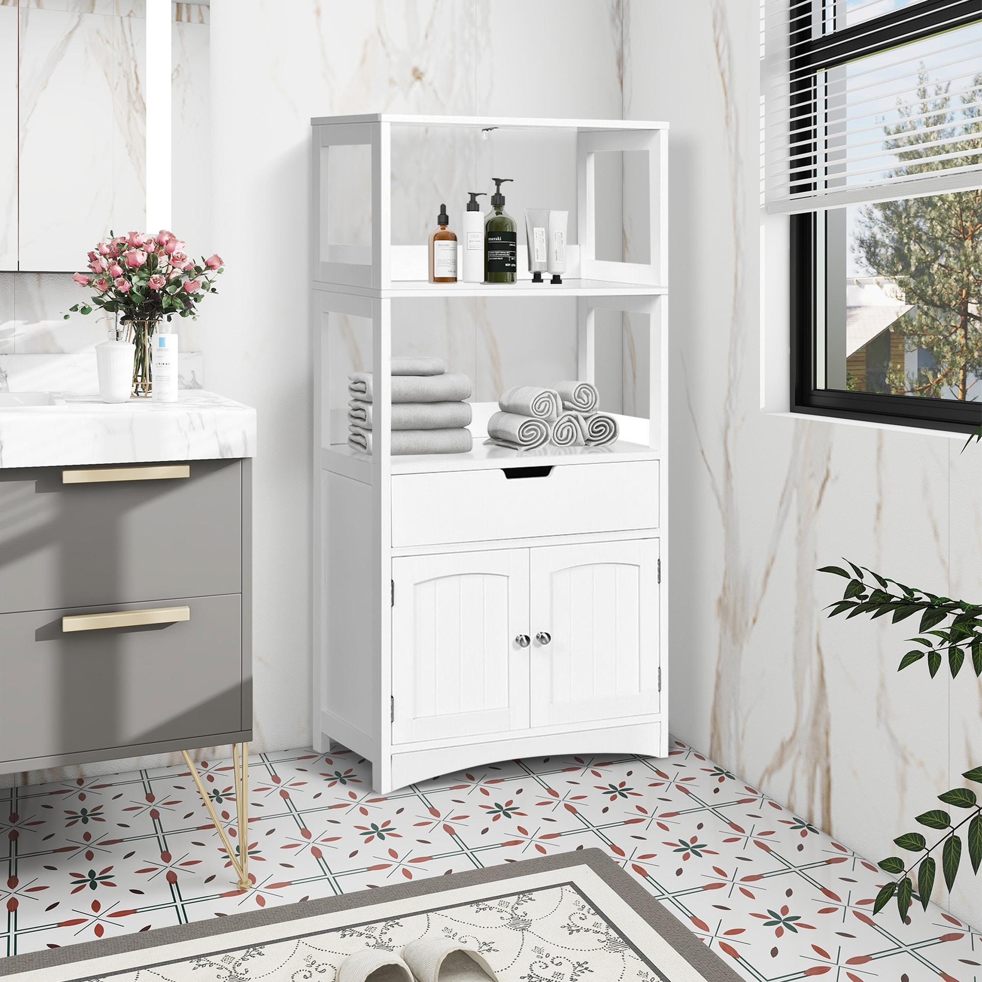 WELLFOR OUJ66295WH Linen-Cabinets - View #2