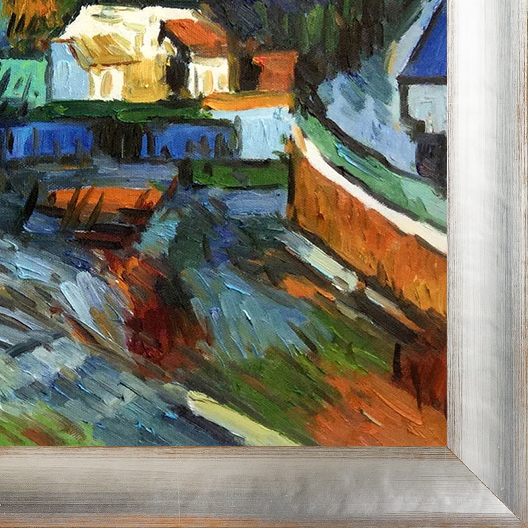 La Pastiche Uferlandschaft Paul Cezanne Framed 24-in H x 28-in W ...