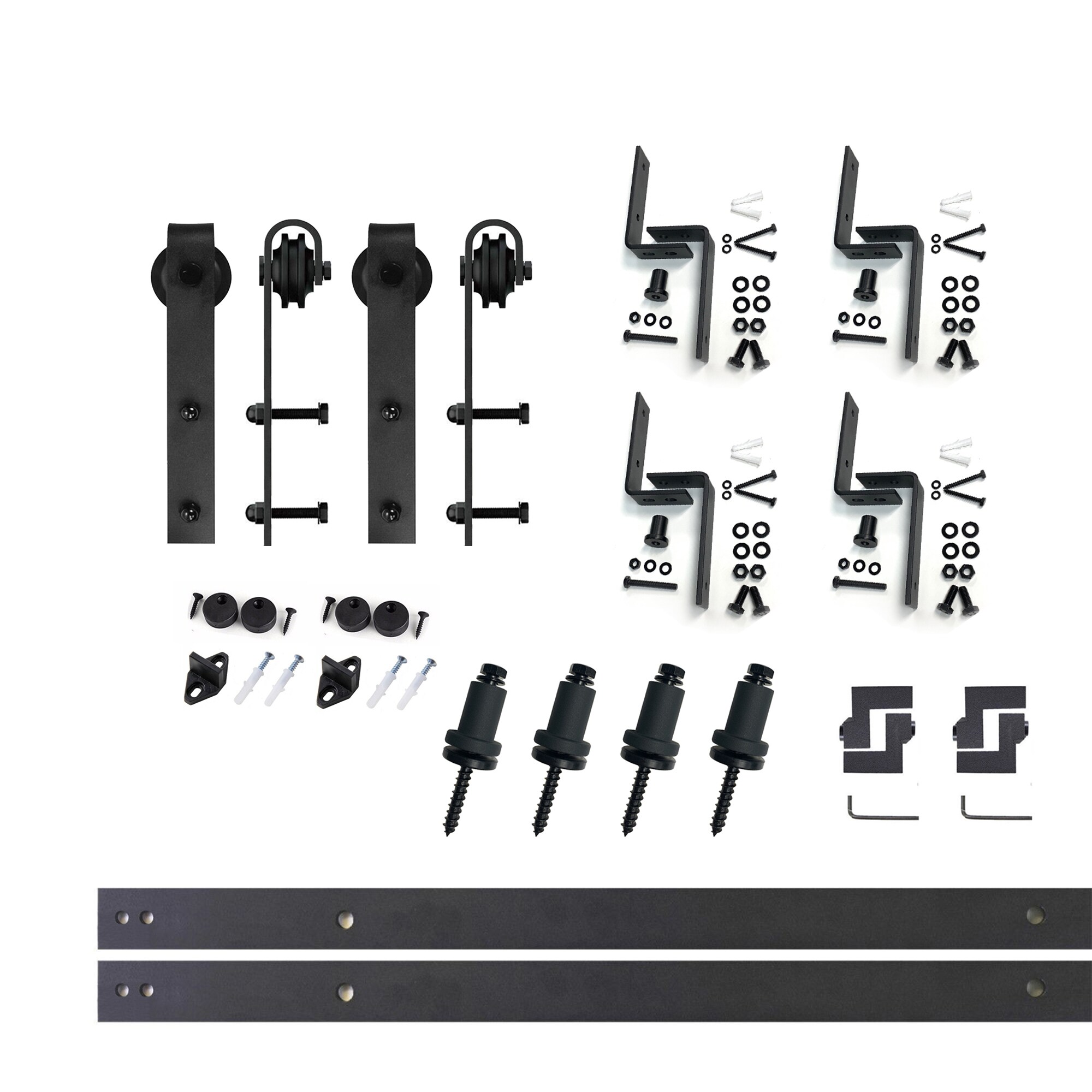 HOMACER YT3TGH066C 66-in Rustic black Black Indoor J-strap Double bypass Barn door hardware kit
