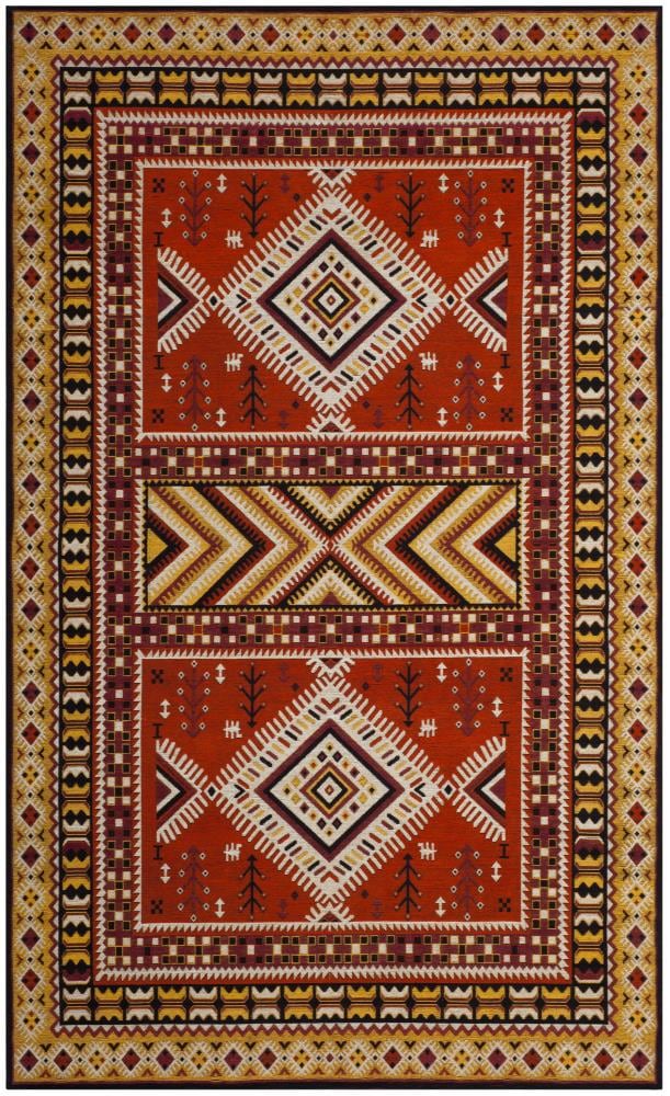 Safavieh CLV511D-6 Classic Vintage Clia 7 x 9 (ft) Loomed Cotton Orange/Gold Rectangular Indoor Abstract Southwestern Area rug