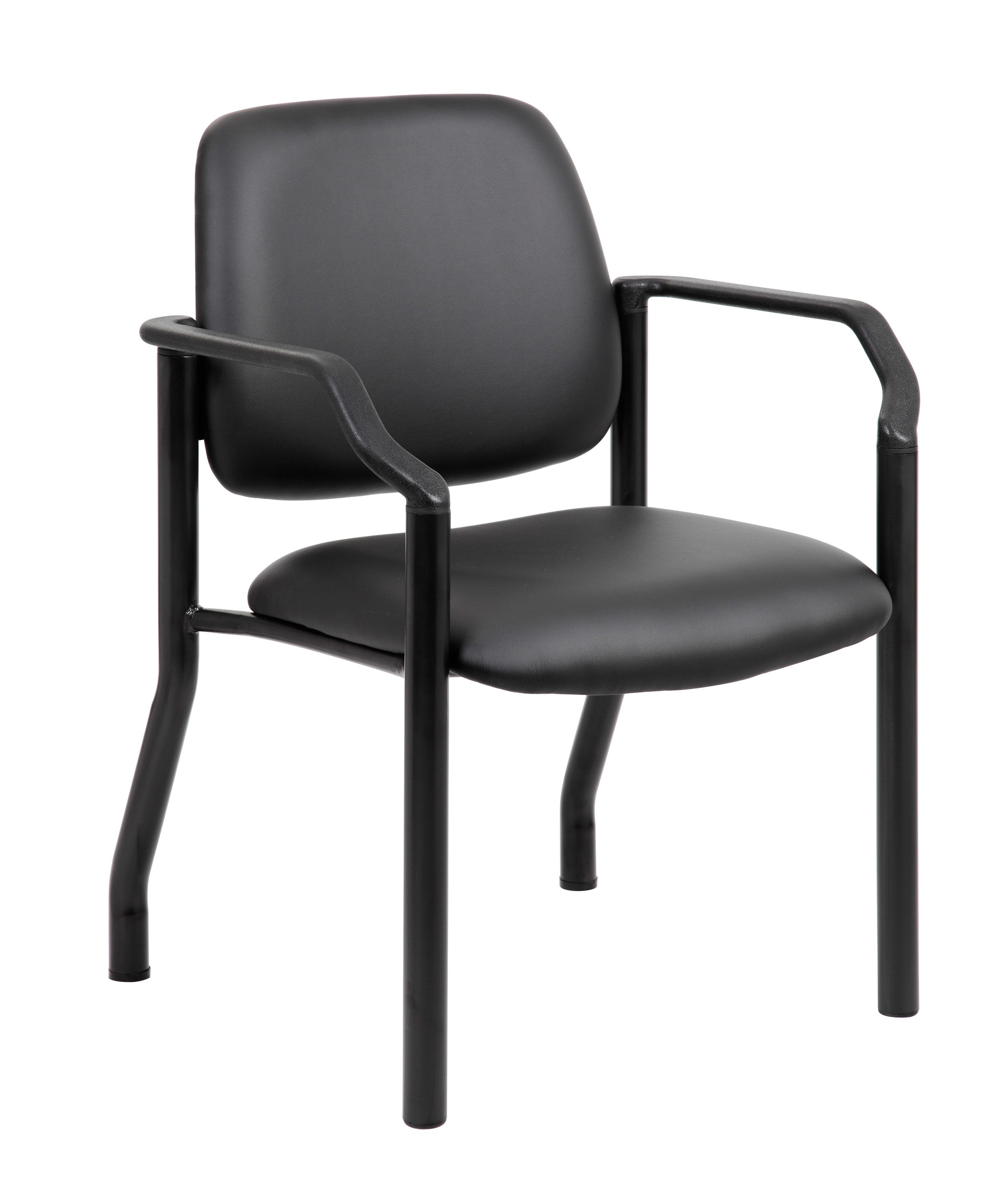 Black Mesh and Vinyl Mid-Back Guest Chair with Metal Frame