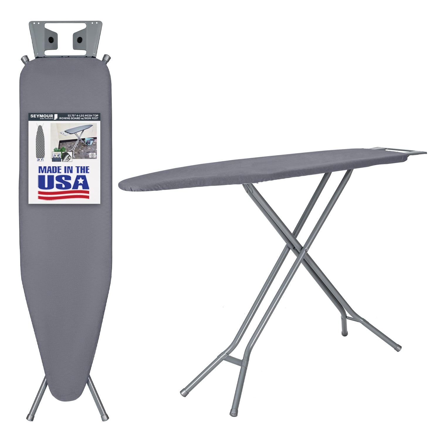SEYMOUR HOME PRODUCTS 8144074 Gray Freestanding Folding ironing board ( 58.5-Inches x 14.25-Inches x 36-Inches )