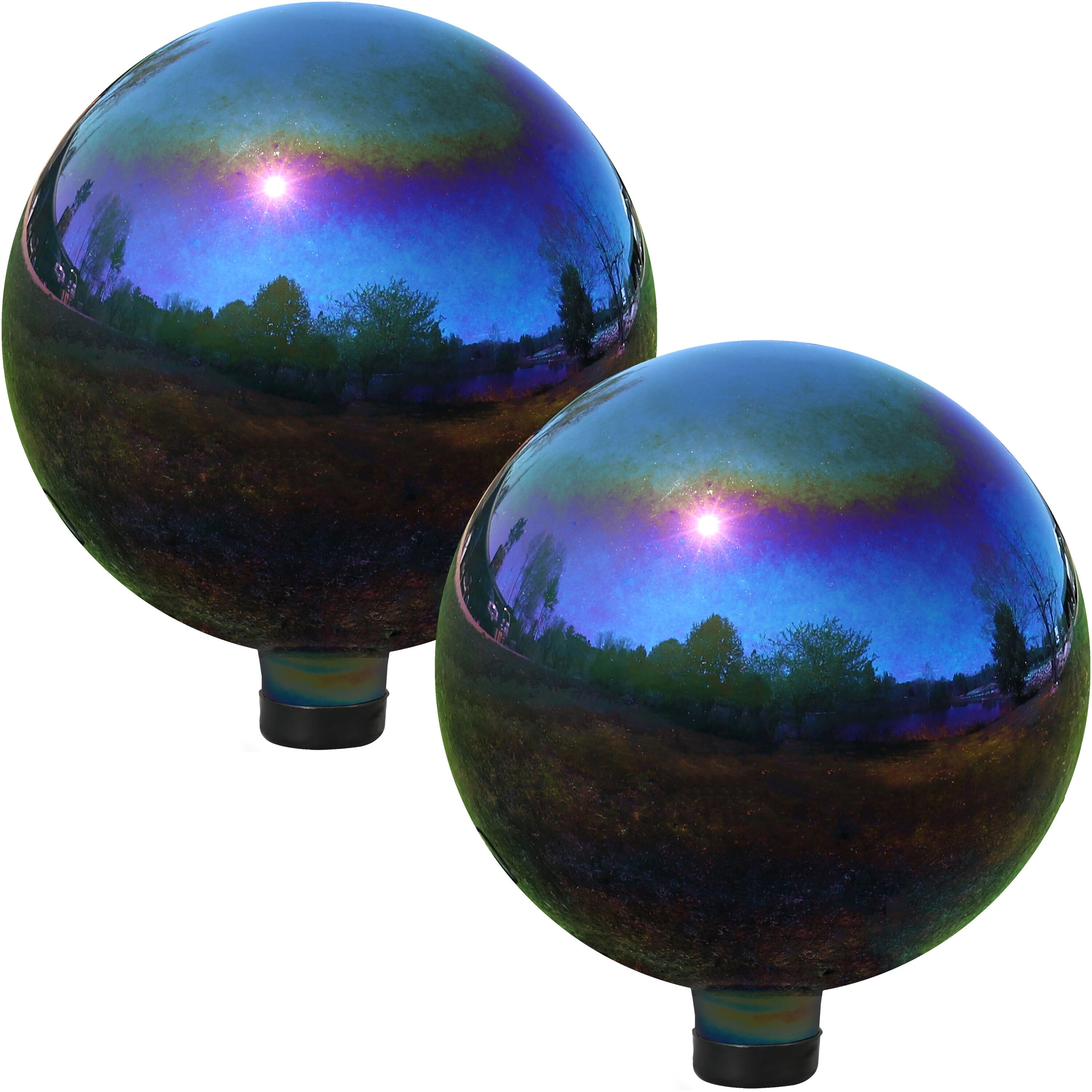 Sunnydaze Decor ZIB-945-2PK 10-Inches Diameter Multi-Color Blown glass Gazing ball