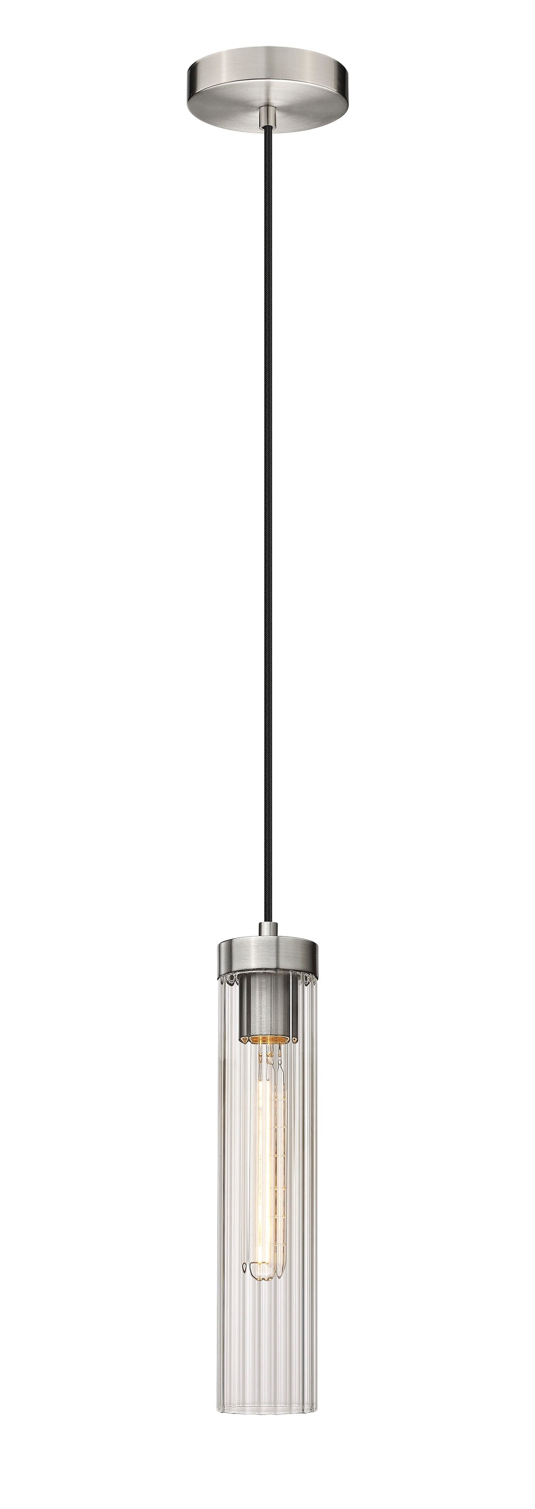 Z-Lite 740P-BN Beau 1 -Light Brushed Nickel Modern/contemporary Clear glass Cylinder Mini Hanging Pendant light