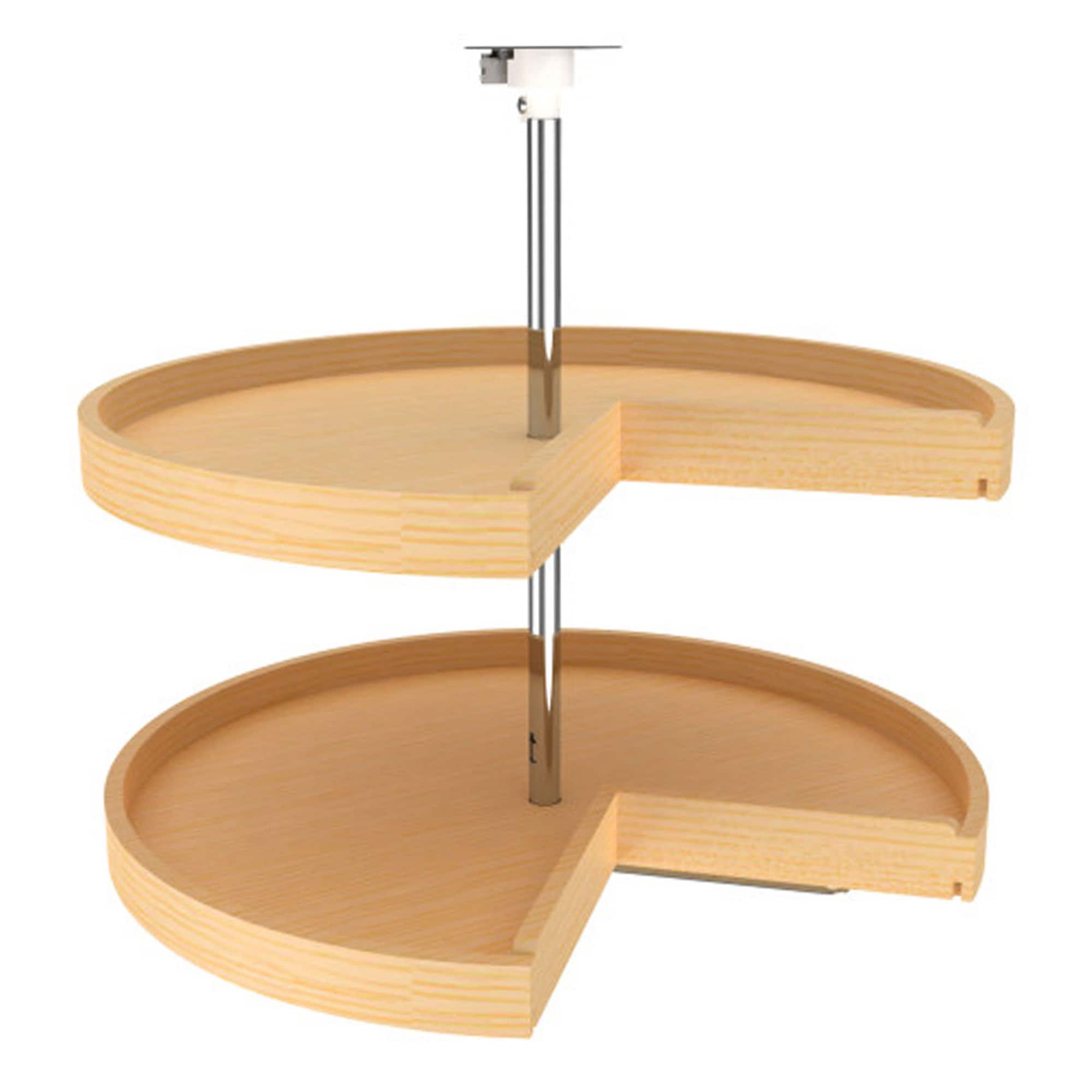 Rev-A-Shelf 166219 2 -Tier Brown Maple Wood Adjustable Height Pie-cut Cabinet Lazy Susan