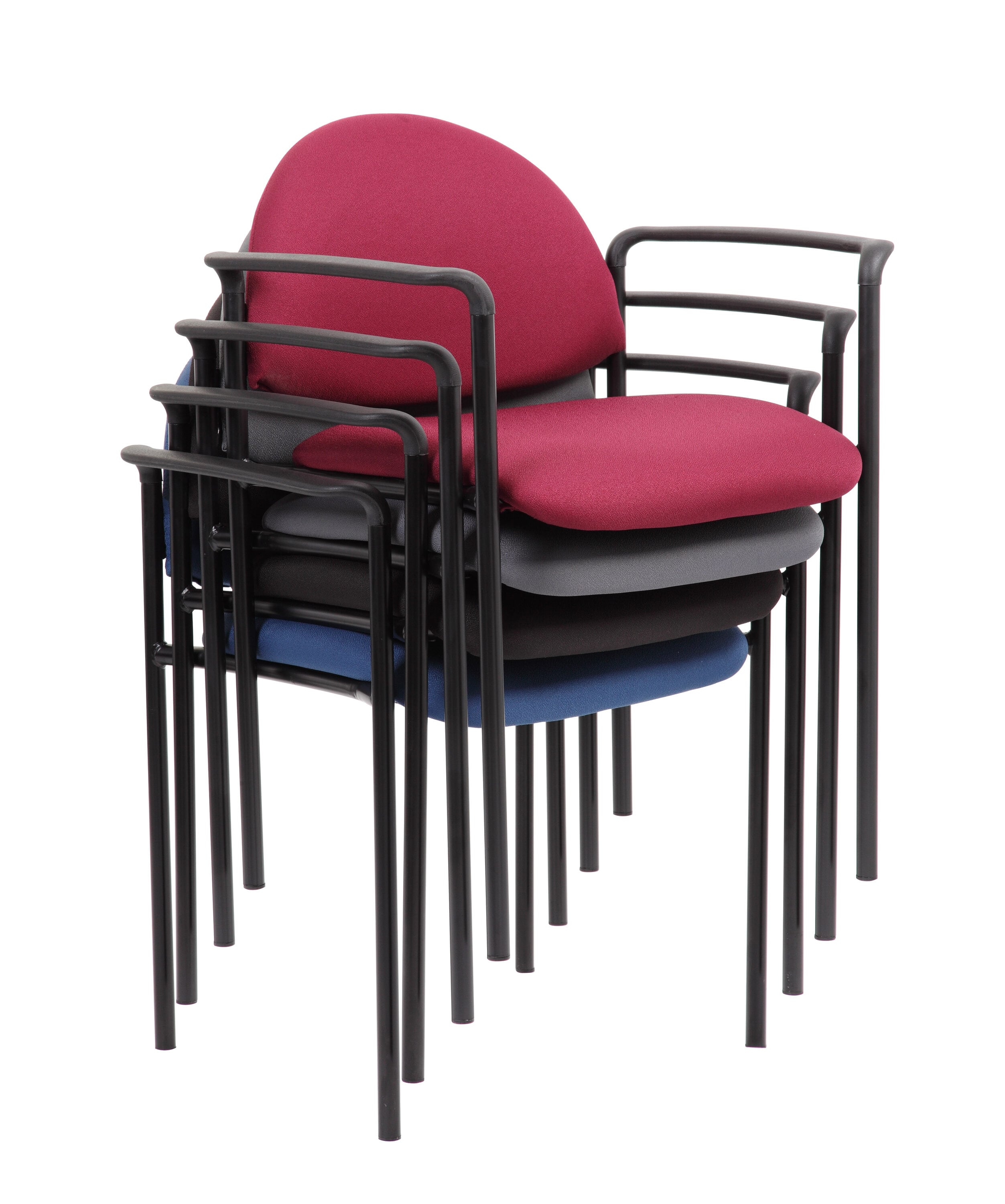 Contemporary Black Caressoft Stacking Chair with Metal Frame