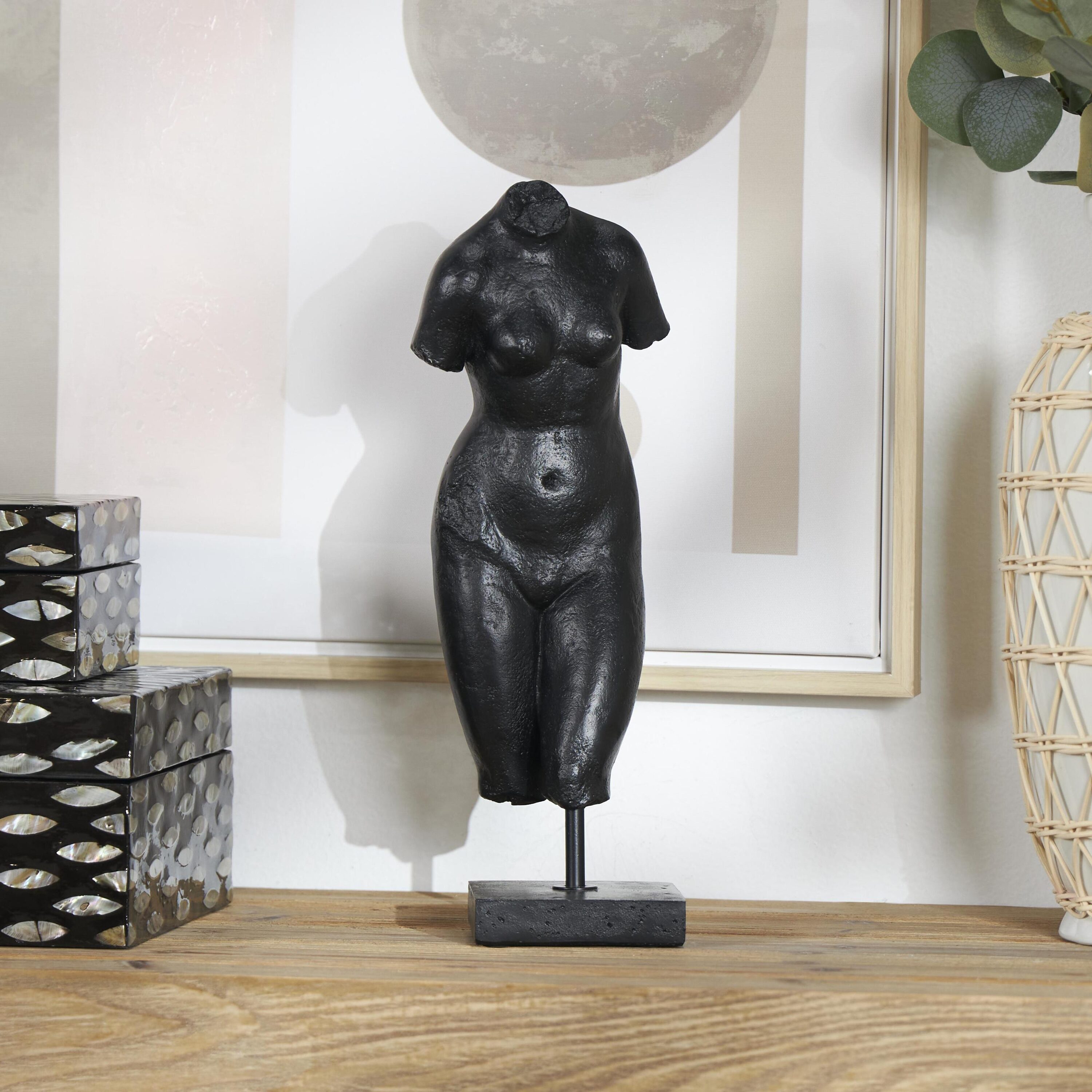 The Novogratz 820450 Black Stone Modern Sculpture