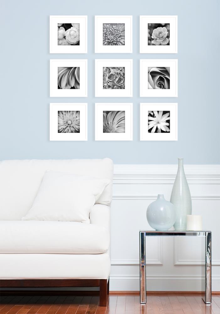 Gallery Perfect Set of 9 Piece White Square Photo Frames with