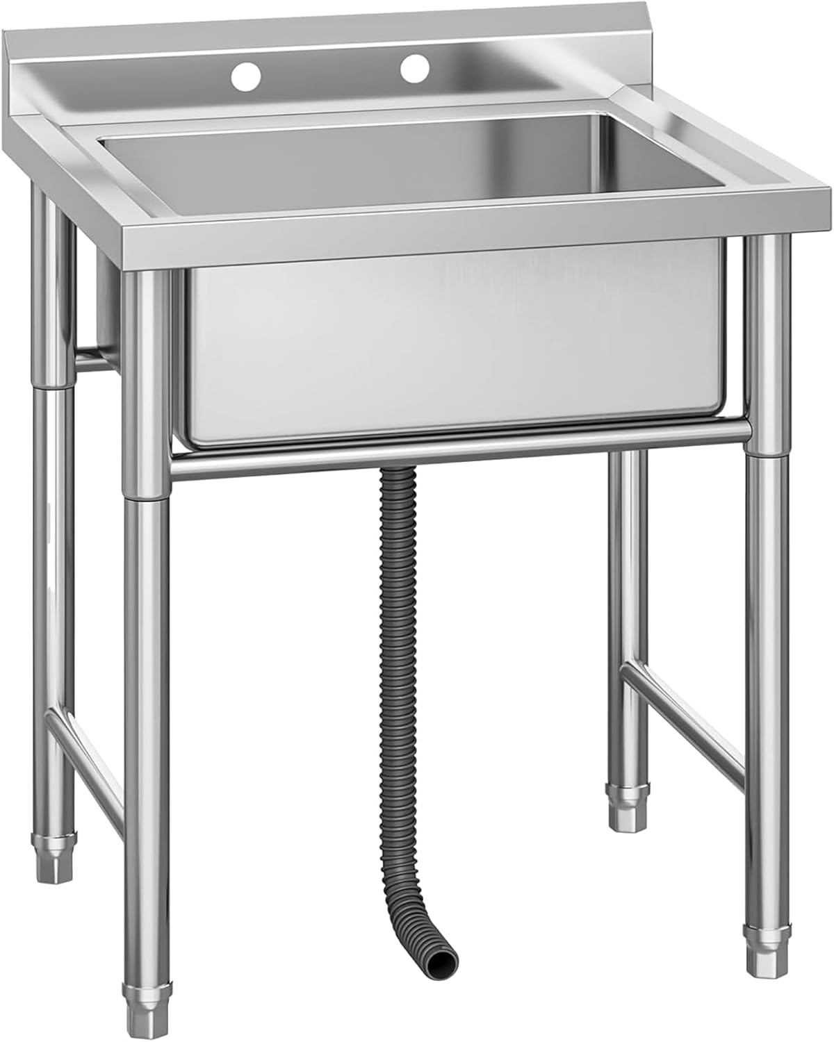 GAOMON Commercial Stainless Steel Freestanding Utility Sink Single Bowl Heavy-Duty for Garage Laundry Kitchen Restaurant Easy Clean Anti-Splash Adjustable Legs