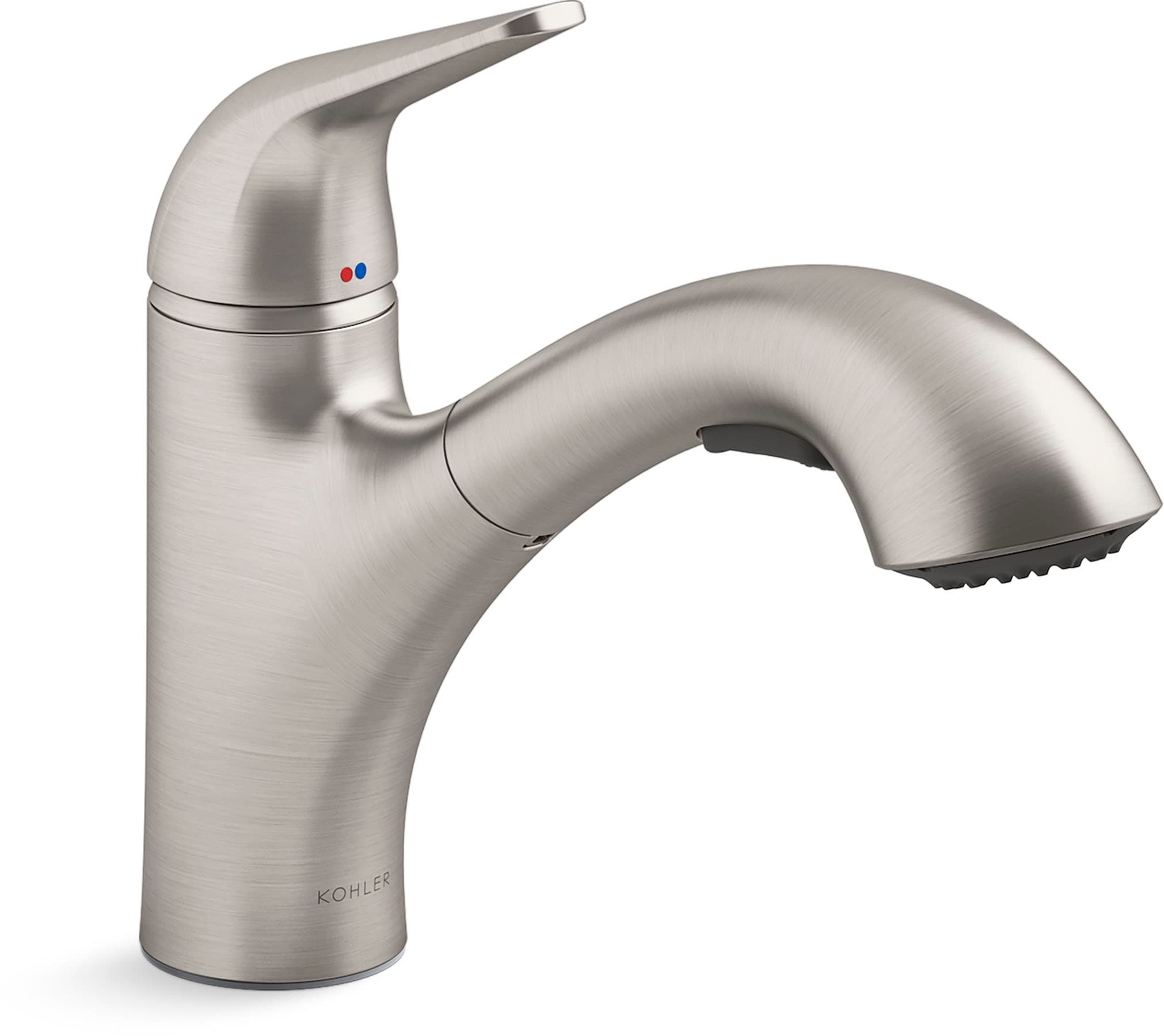 KOHLER 30612-VS Jolt Vibrant Stainless Single Handle Deck-mount Pull-out Kitchen Faucet with Sprayer ( Deck Plate Included )