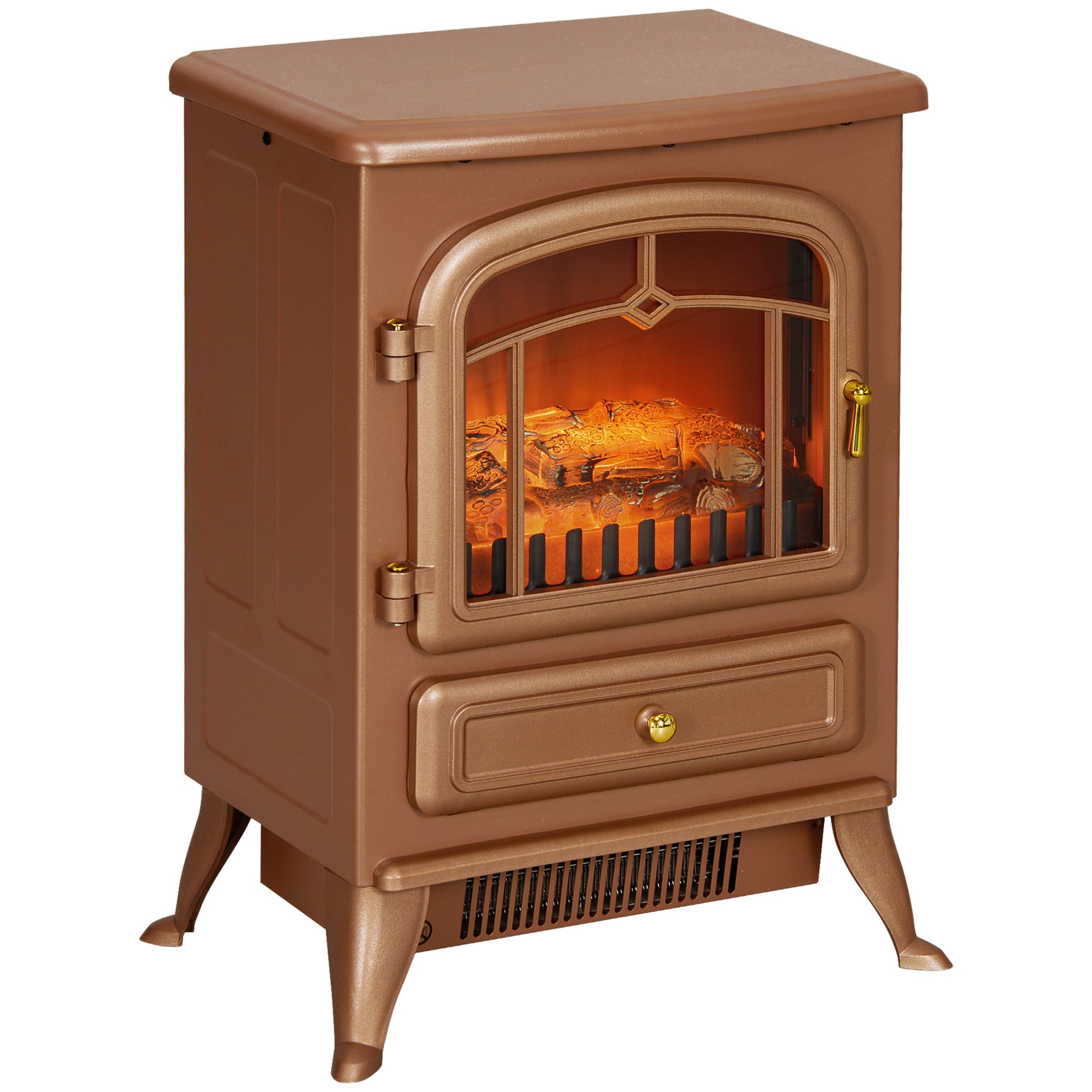 Tatayosi XJ-HOMCOM 22inch electric fireplace heater freestanding fire place stove with realistic led flames and logs and overheating protection 750w 1500w dark brown