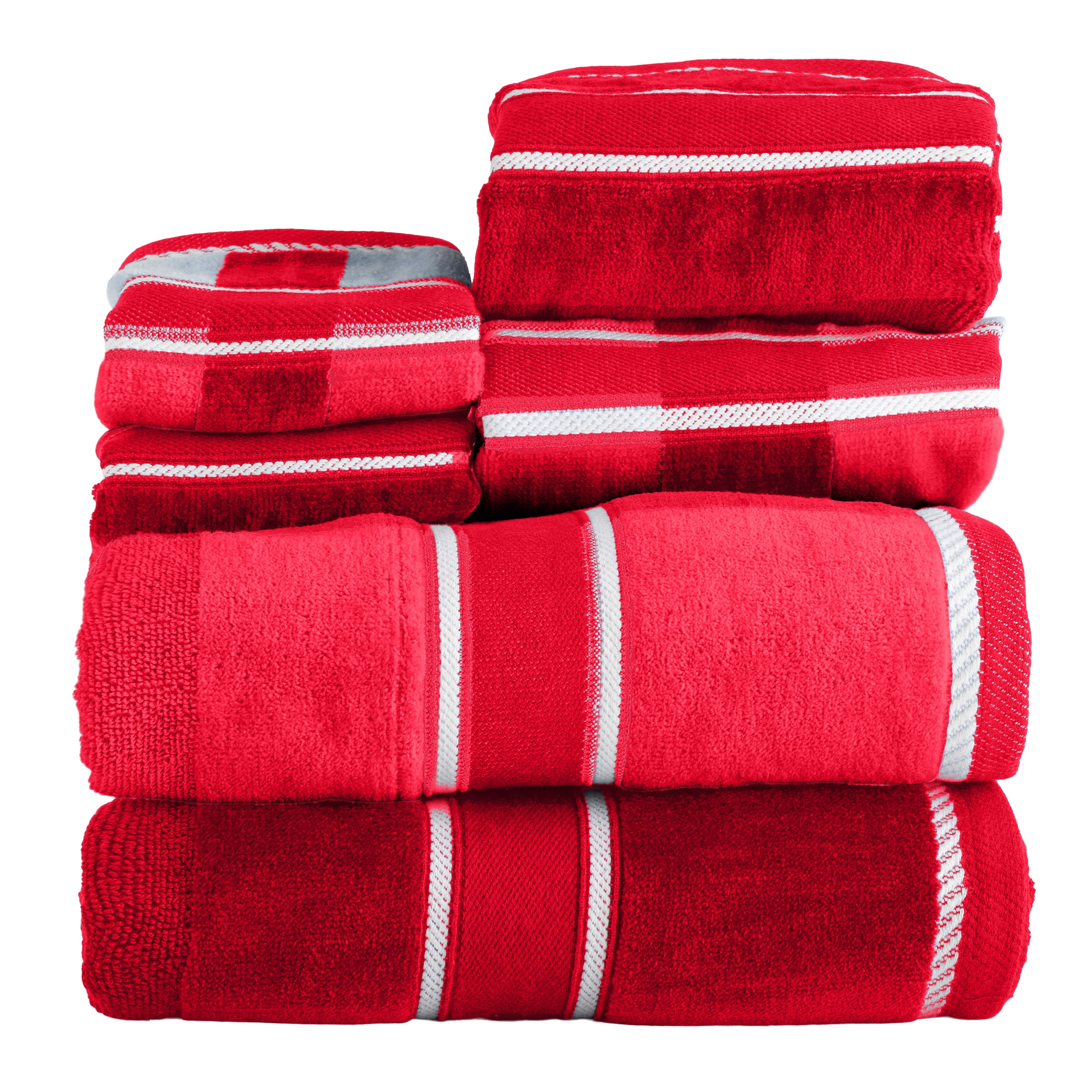 Hastings Home 367382ZBN 6-Piece Red Cotton Bath Towel Set (Bath Towels)