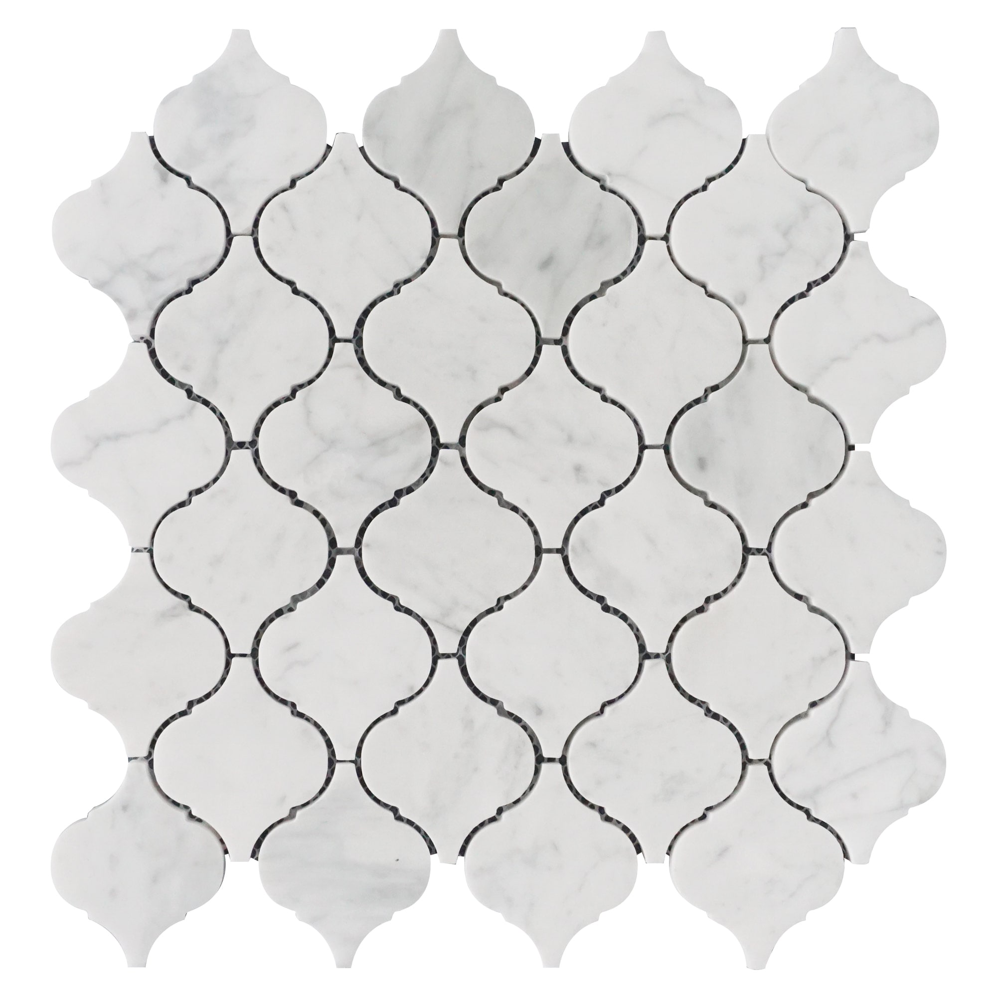 Essential Tile Naterra Carrara White 12.01-in x 12.21-in Polished Arabesque Marble Mosaic Tile ( 10.2-sq ft Carton ) #LO-NMS-15