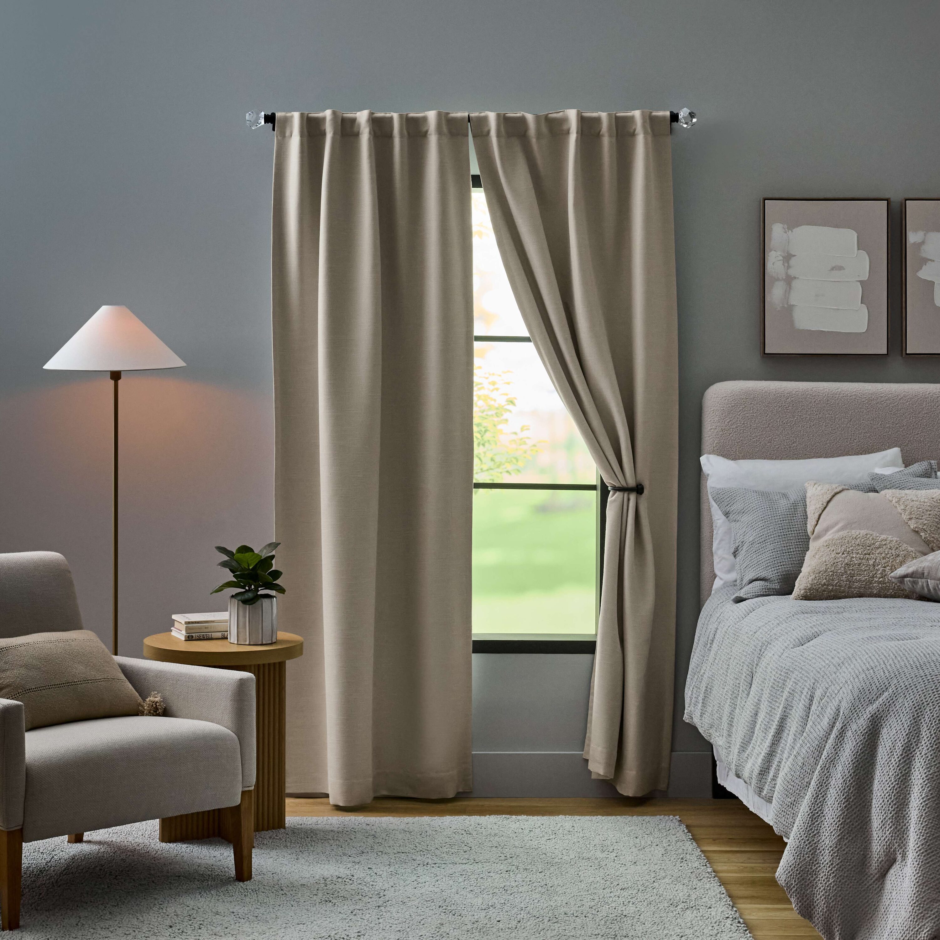 Origin 21 36016 84-in Sand Grain Polka dot Blackout Interlined Back tab Curtain panel pair