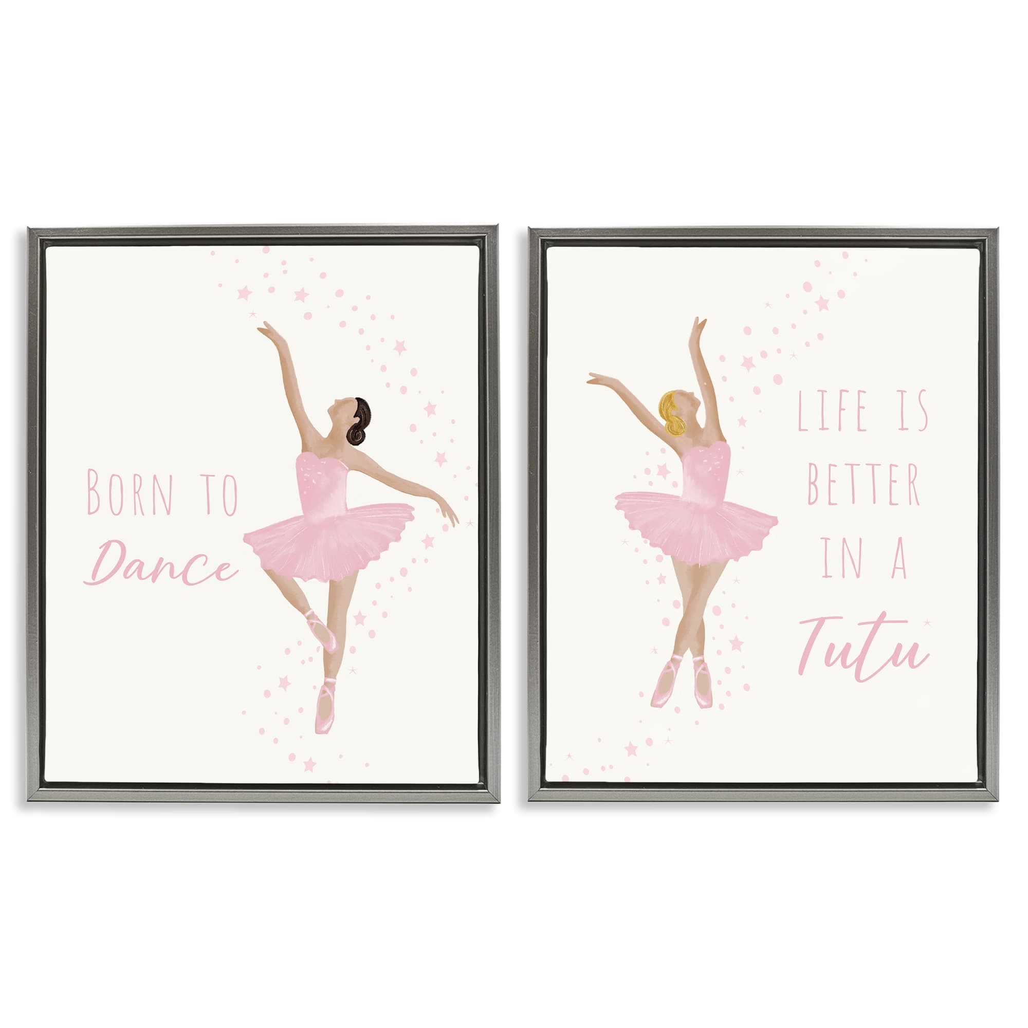 Stupell Industries B2-942-FFL-2PC-24X30 Inspiring Ballerina Sentiments 2pc Floating Frame Set design by Chen Alyesh