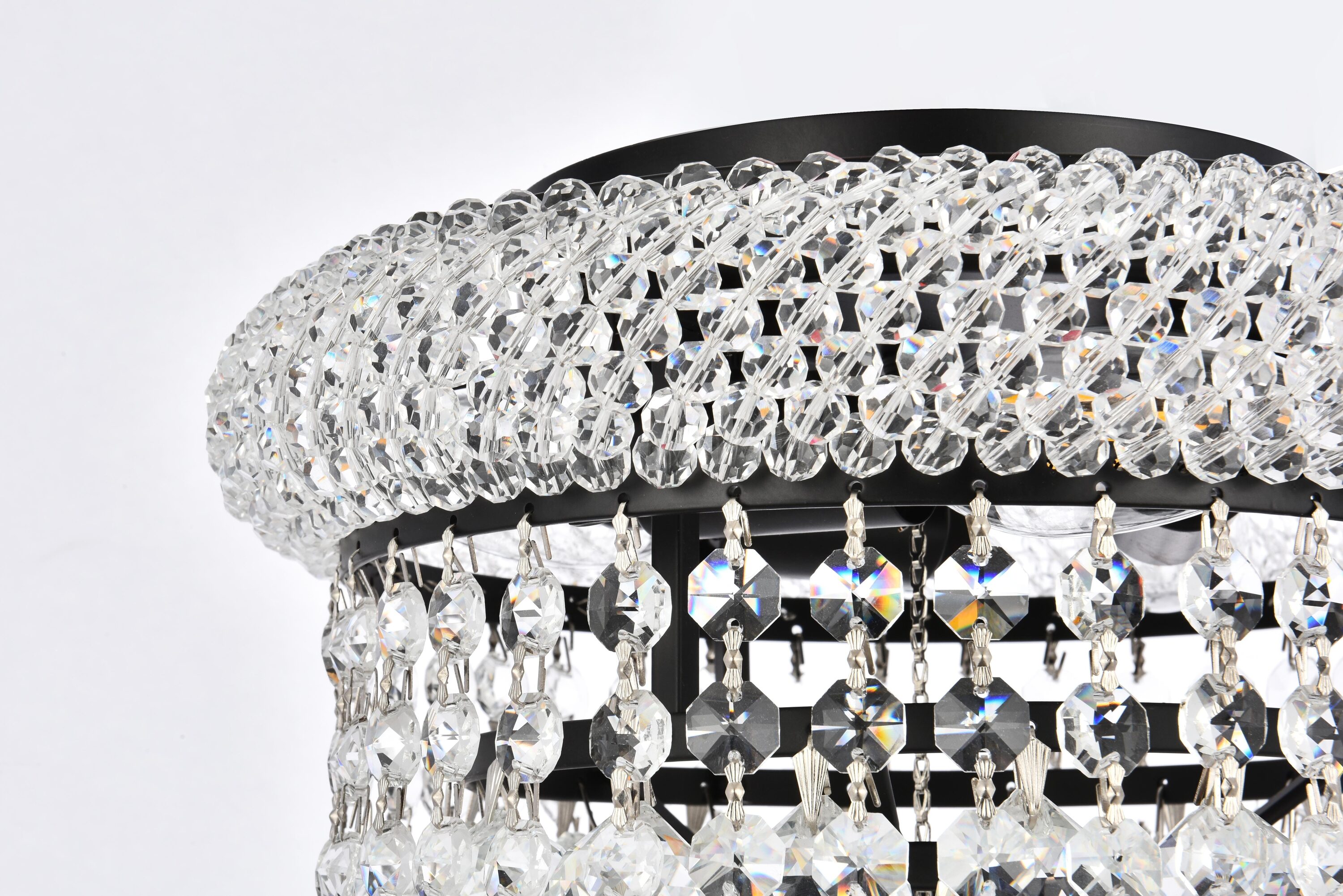 Primo 10-inch Matte Black and Clear Crystal Flush Mount Light