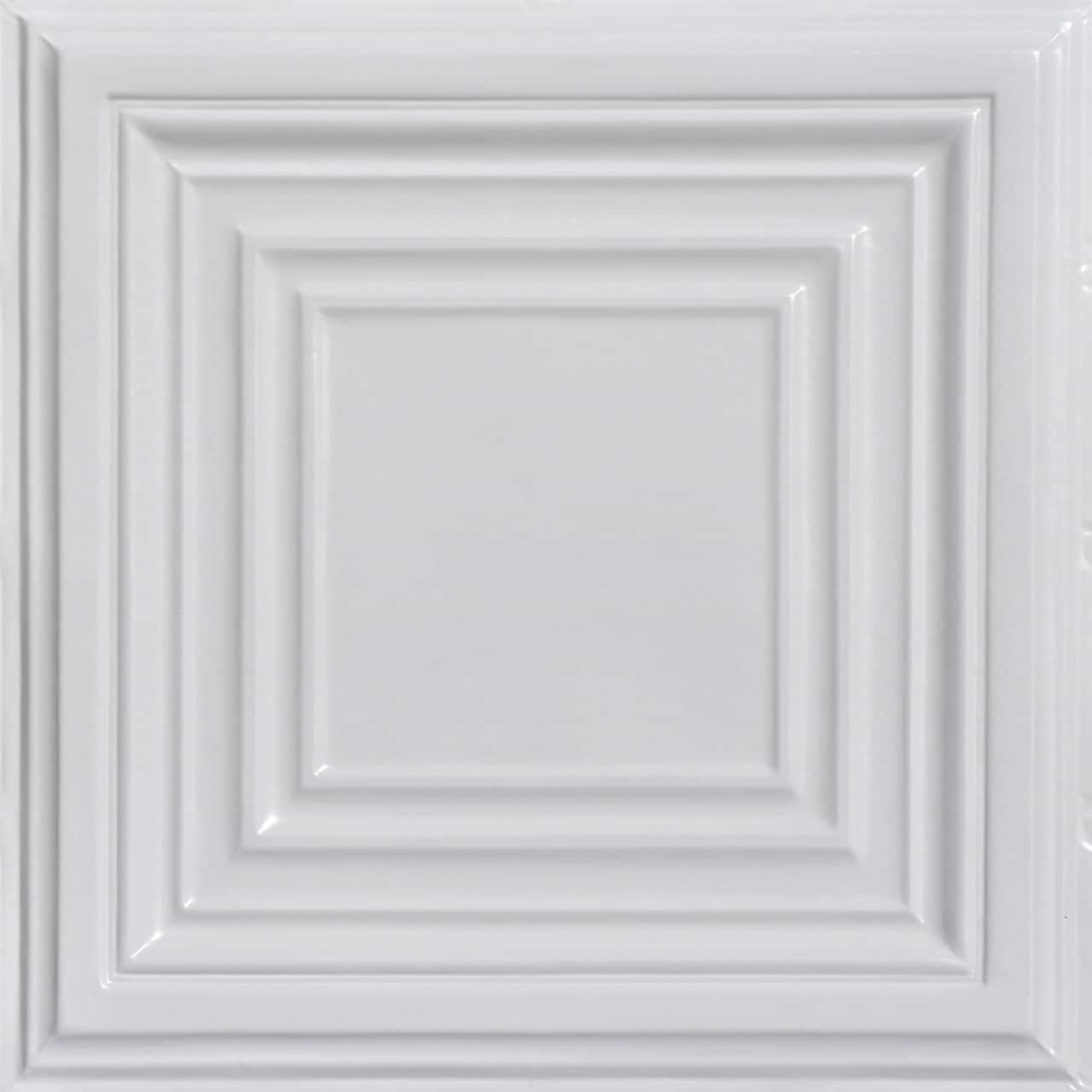From Plain to Beautiful in Hours SKPC505-WH-24X24-D12 2-ft x 2-ft Williamsburg White Steel Drop Ceiling Tile ( 12 -Pack, 48-Sq. Feet / Case )
