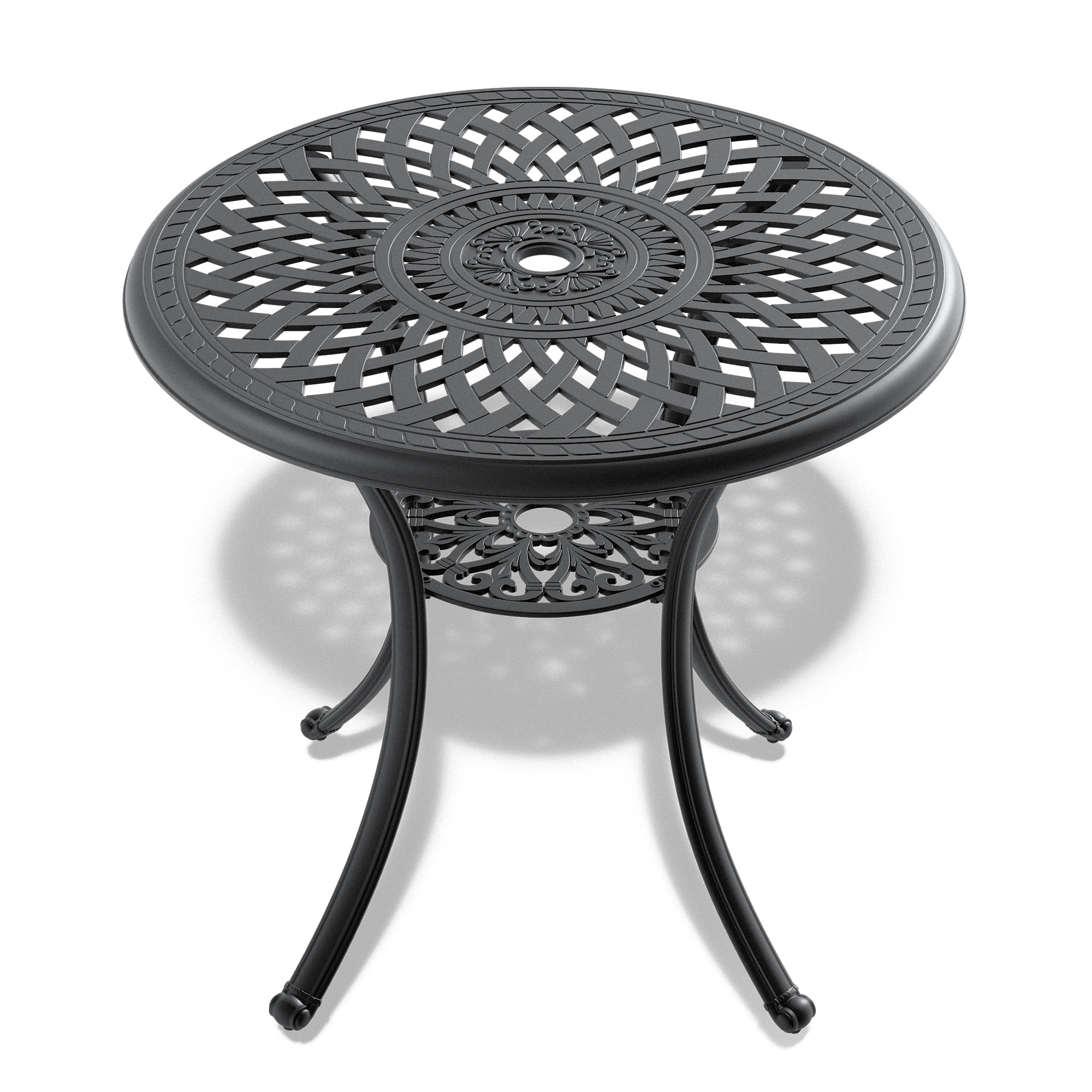 Cast Aluminum Patio Dining Table with Umbrella Hole Umbrella Hole Patio ...