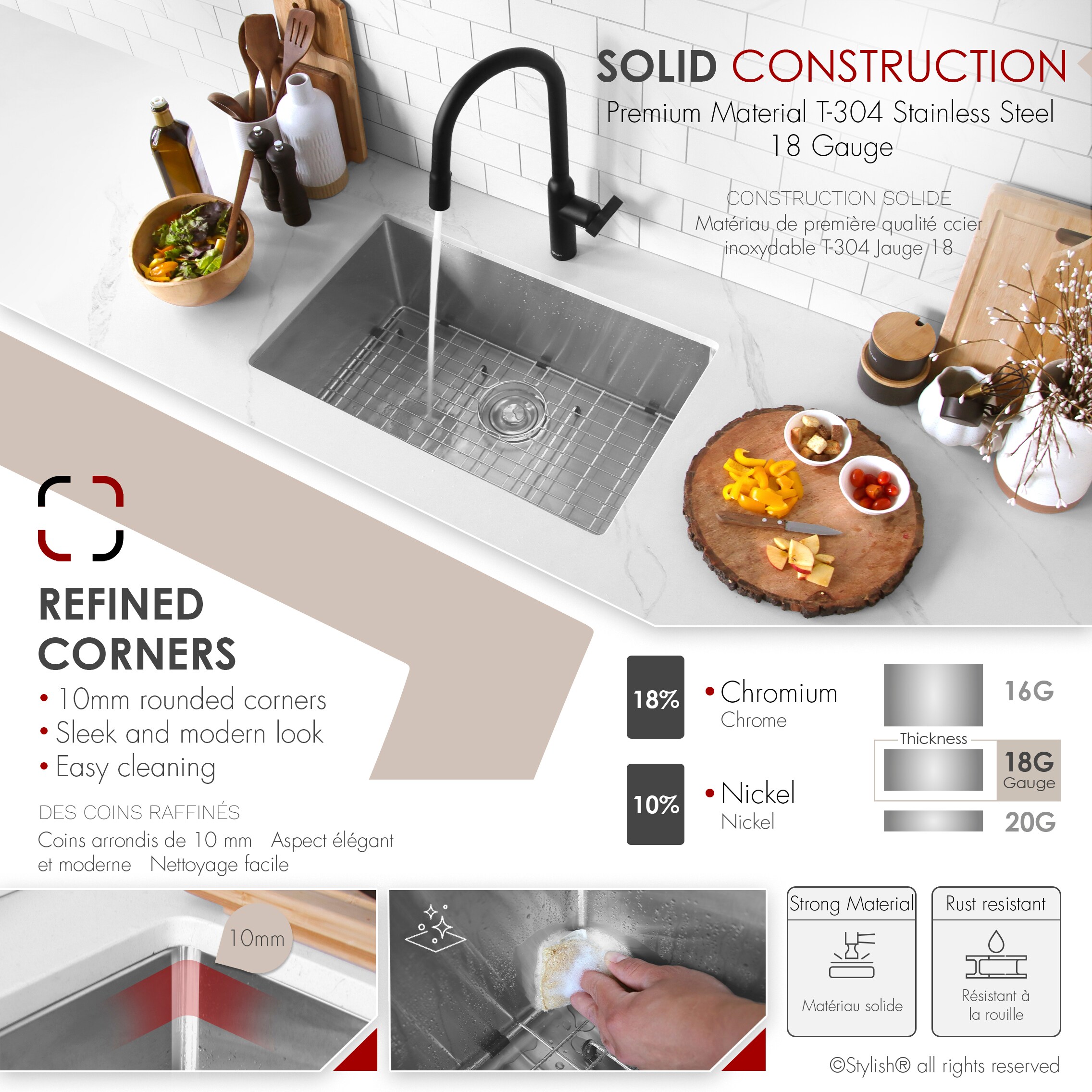 Stylish S-306TG Kitchen-Sinks - View #4