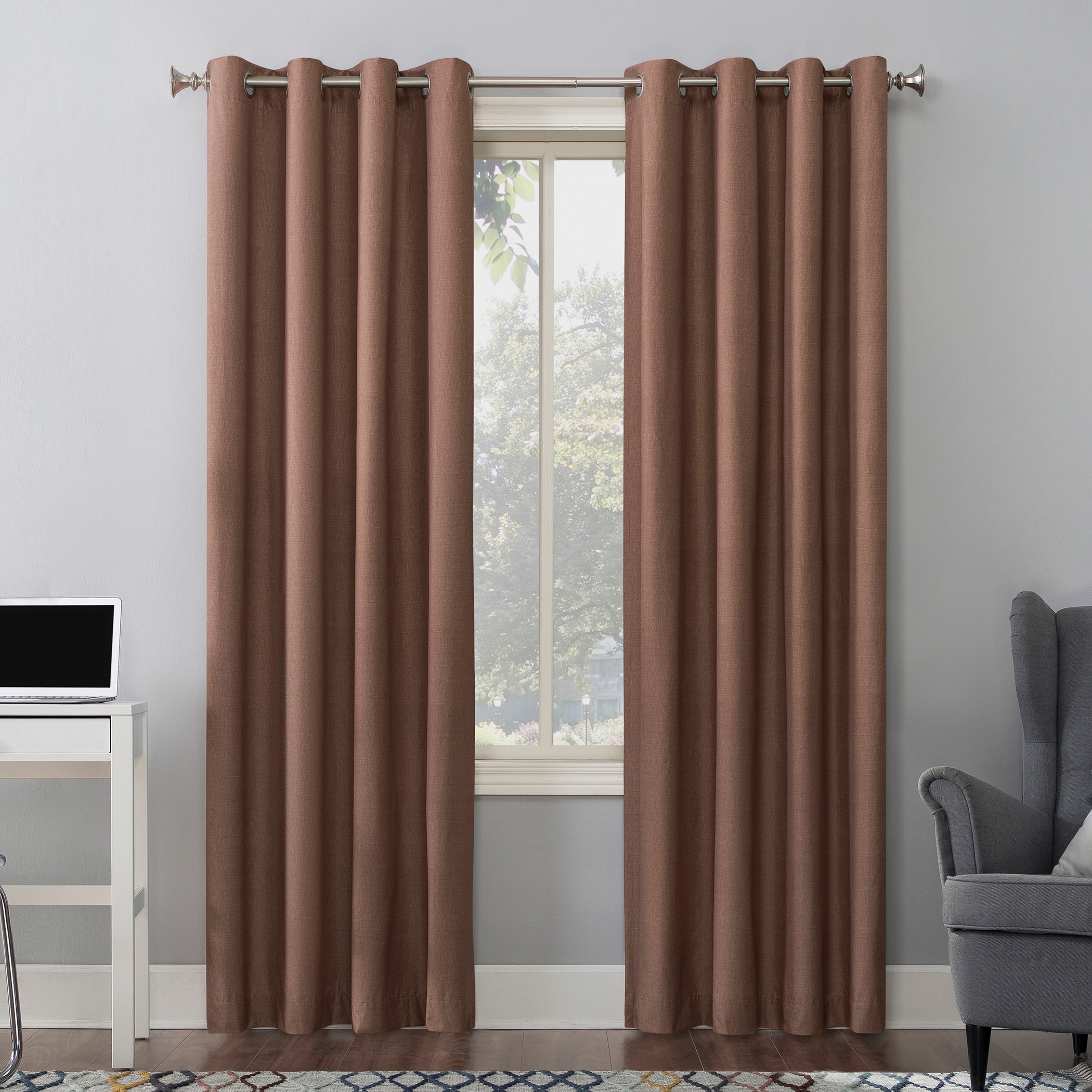 Sun Zero 57767 84-Inches Cedar Orange Blackout Standard lined Grommet Single curtain panel